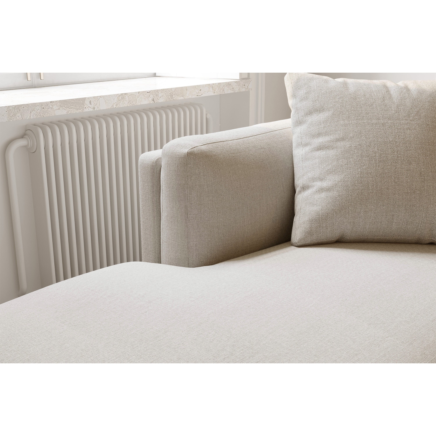 Valencia Bergen Fabric Sectional Sofa with Left Hand Facing Chaise, Beige Color