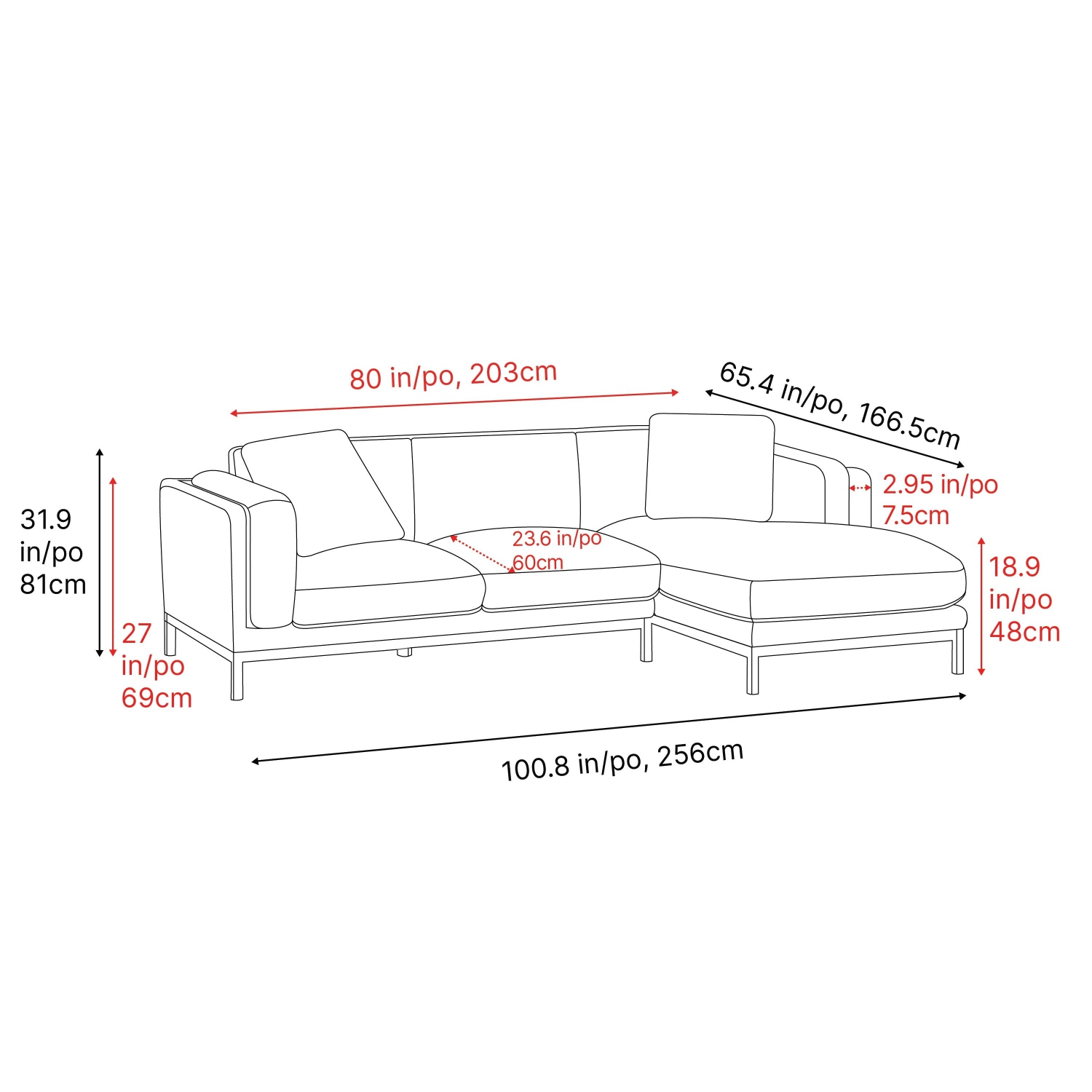 Valencia Bergen sofa modulaire en tissu avec chaise droite orientée vers la droite, beige