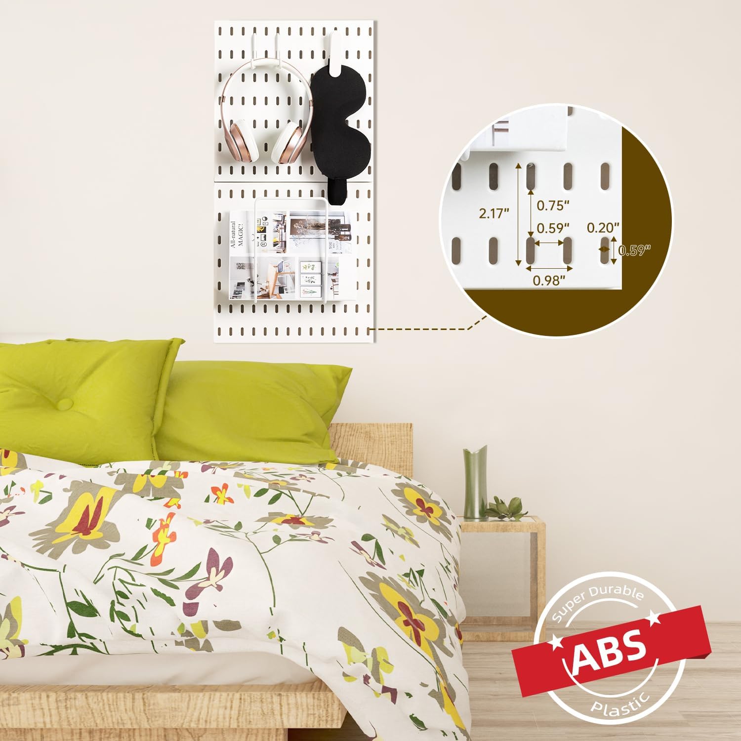 VUSIGN Pegboard Combination Wall Organizer Kit, 2 Pieces Pegboards and 10 Accessories Modular Hanging, Wall Mount Display Peg board Panel Kits for