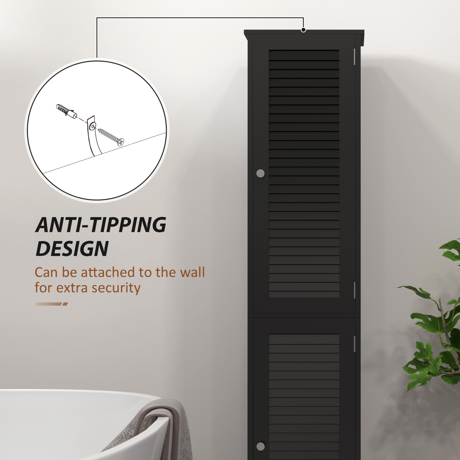 HOMCOM Tall Bathroom Storage Cabinet, Slim Bathroom Cabinet with Storage Shelves, Narrow Floor Cabinet with Doors for Kitchen, Laundry, Living Room,