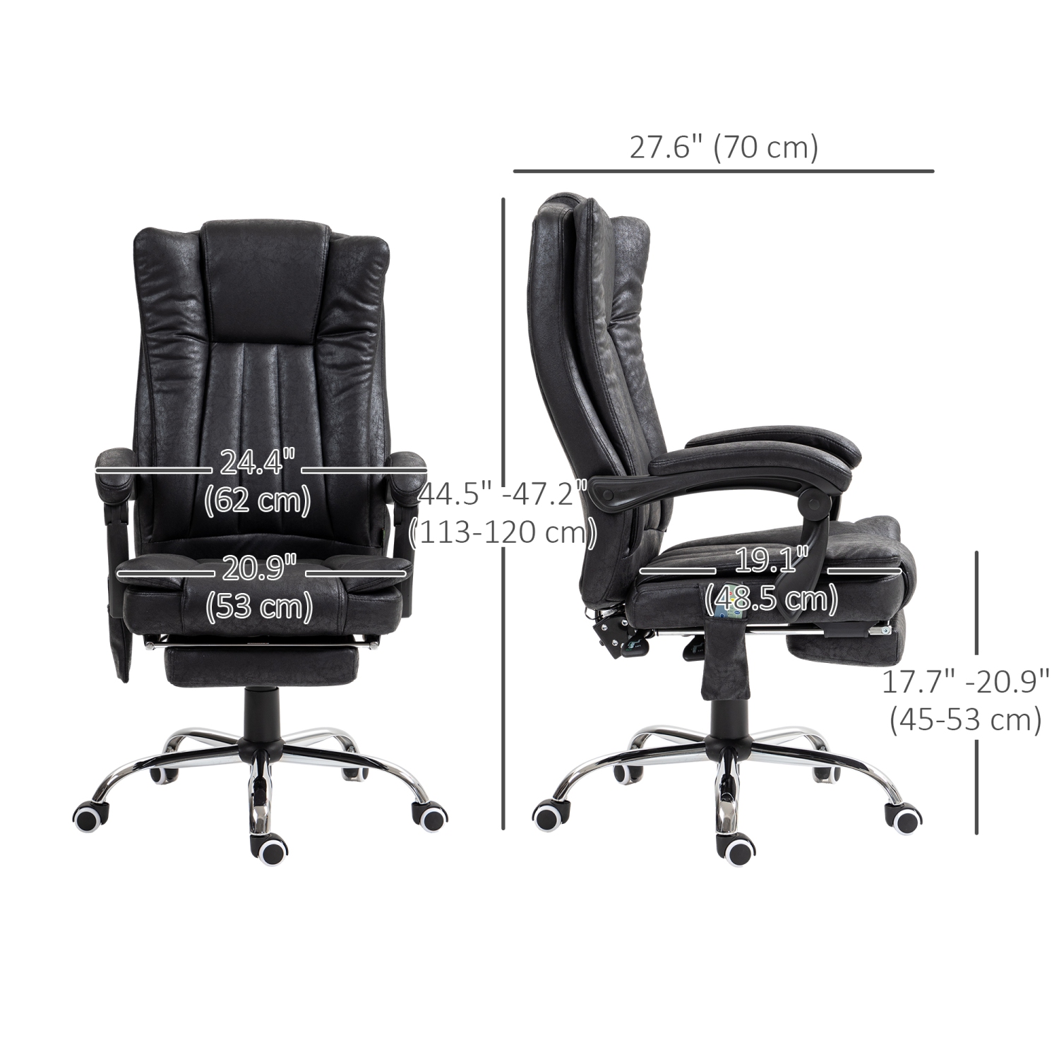 Vinsetto Executive Office Chair with Vibration Massage, Microfiber Reclining Computer Chair with Footrest, Adjustable Height, Timer, Swivel Wheels,