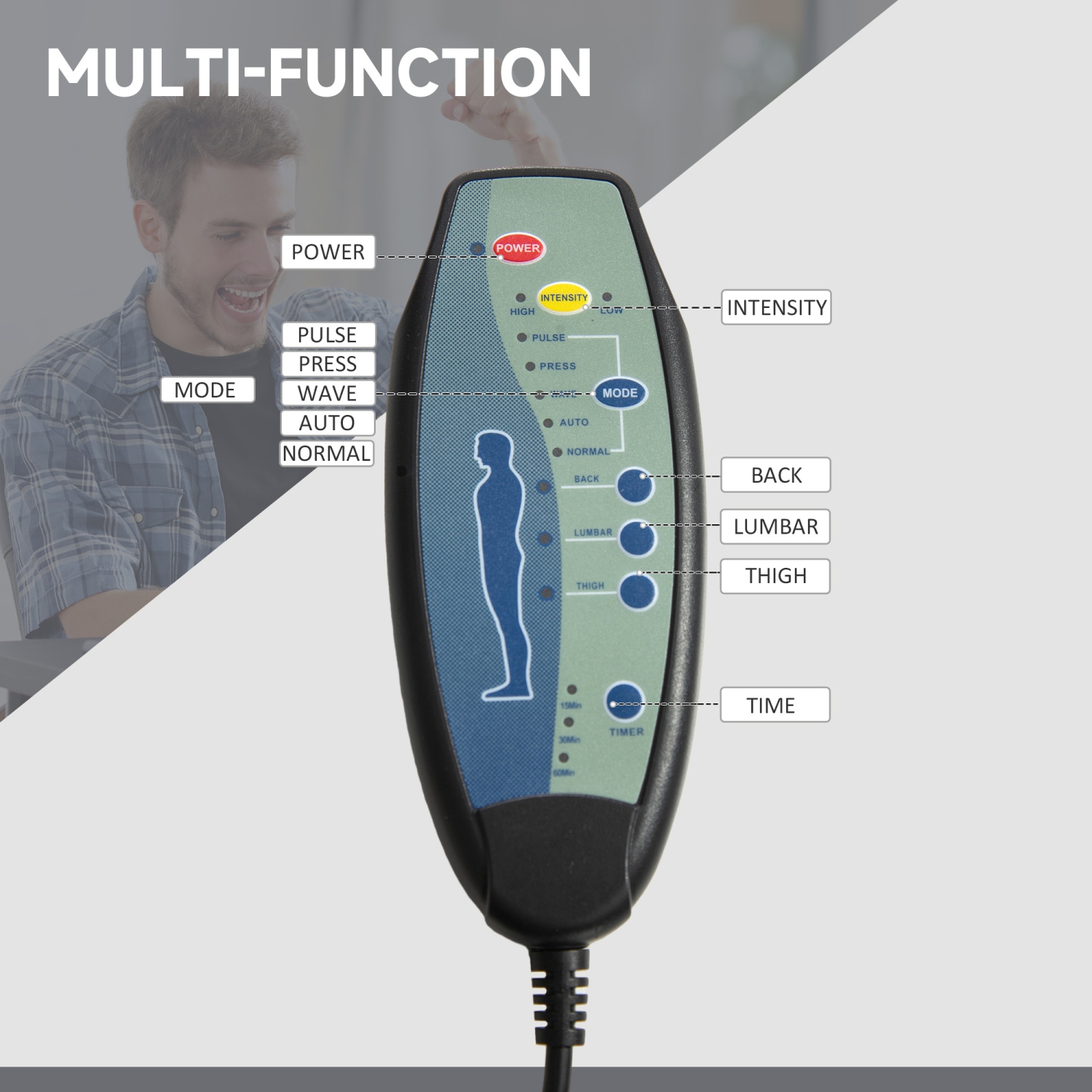 Vinsetto Executive Office Chair with Vibration Massage, Microfiber Reclining Computer Chair with Footrest, Adjustable Height, Timer, Swivel Wheels,