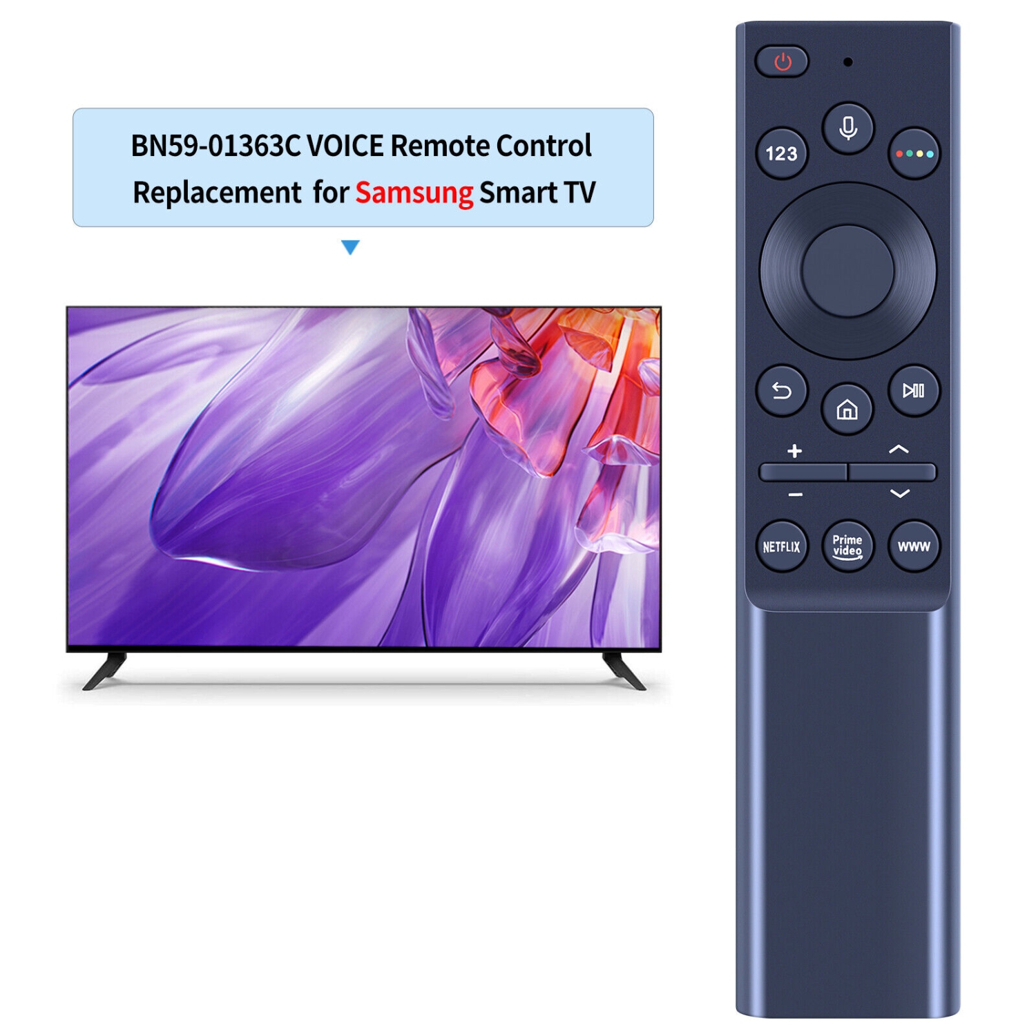 BN59-01363L Replacement Remote Control for Samsung Smart TVs Compatible with Neo QLED, The Frame and Crystal UHD Series