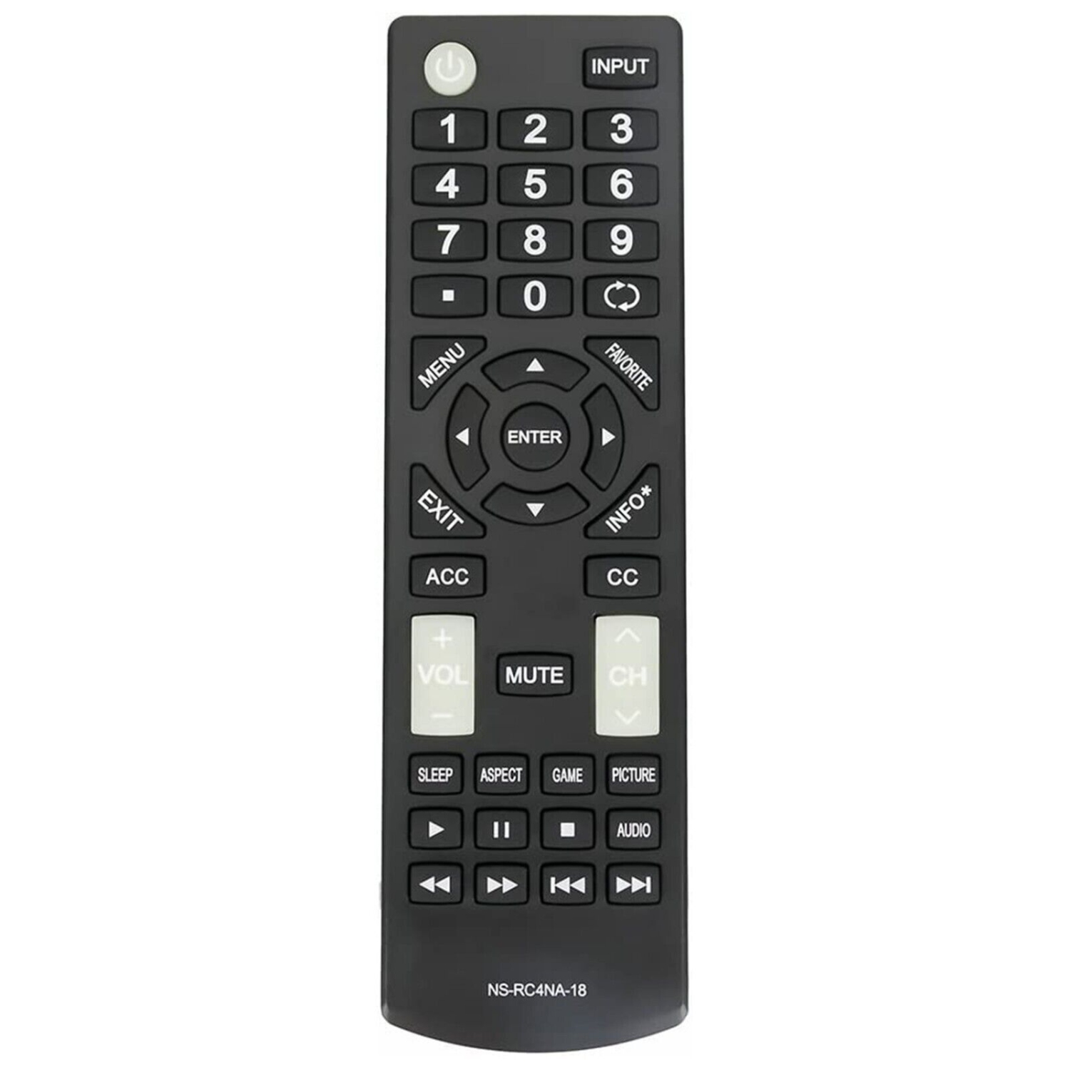 Télécommande universelle de remplacement compatible avec tous les TÉLÉVISEURS HD DEL-ACL d'Insignia NS-RC4NA-18 NS-32D311NA17