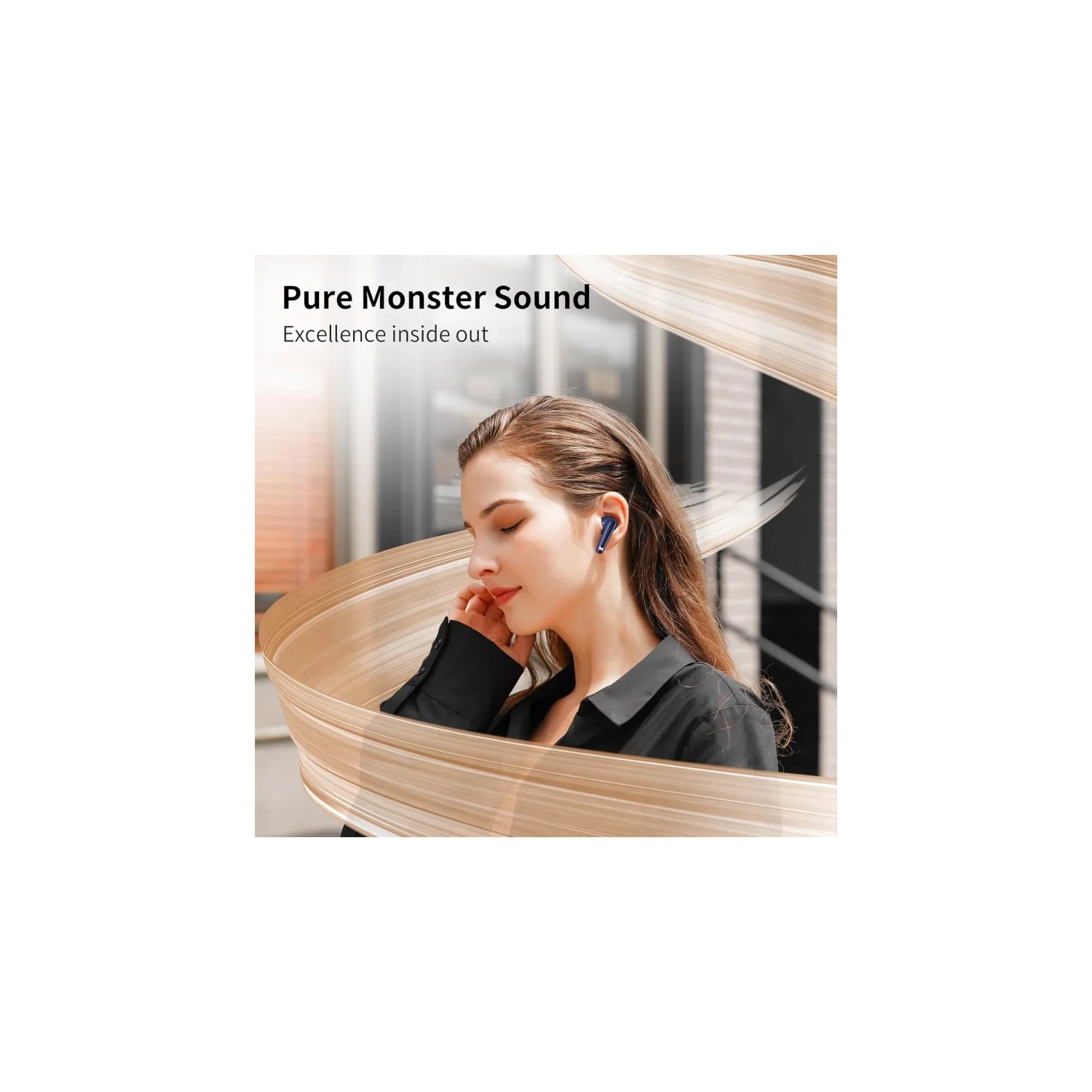 Monster N-Lite 203 AirLinks Wireless Earbuds, Bluetooth 5.3 Headphones with HiFi Stereo, Crystal Clear Calls, 30H Playback, Type-C Charging, Touch