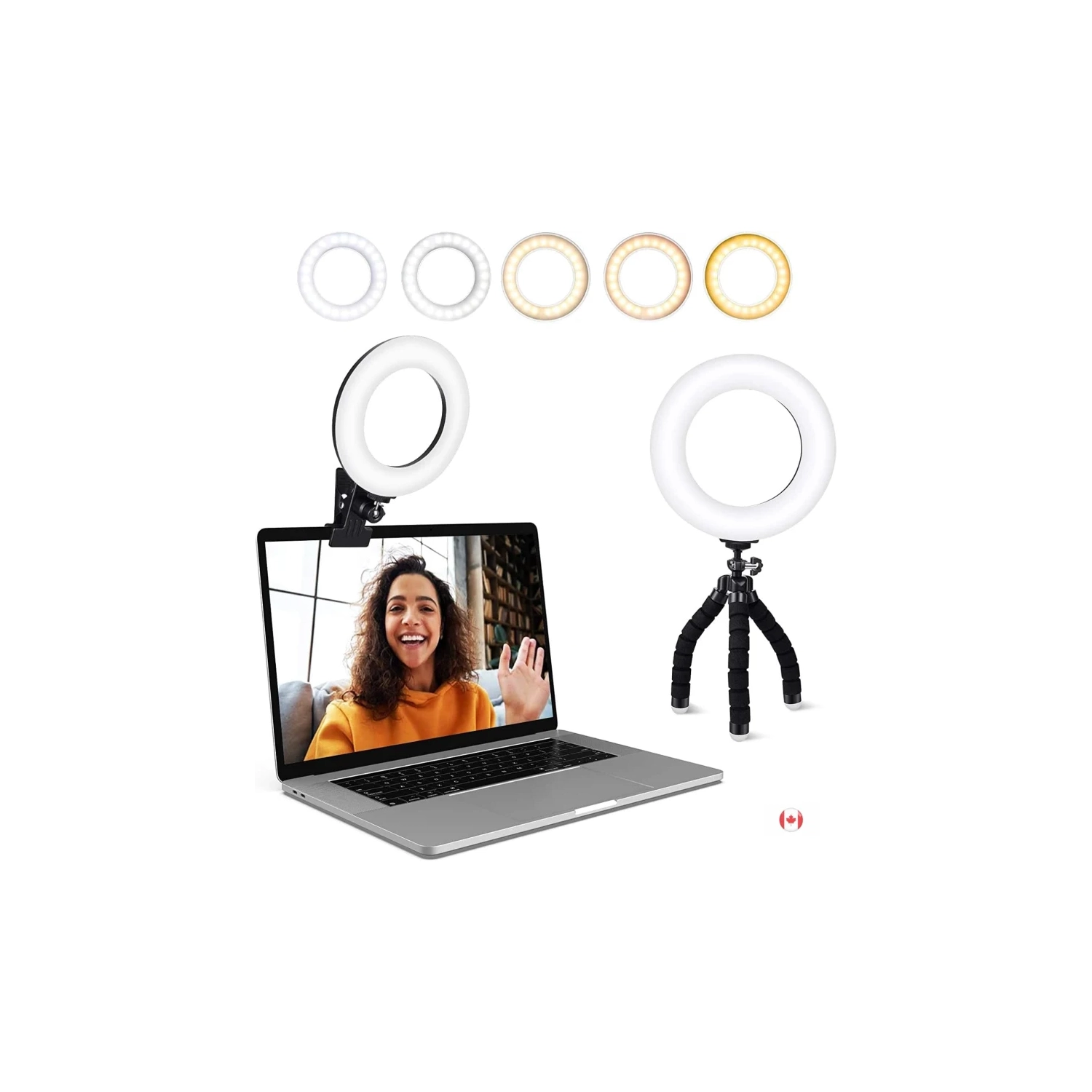 Ring Light - Dimmable LED Video Conference Lighting Kit 3200K-6500K Clip-On for Laptop Monitor - Ideal for Zoom Meetings, Remote Working, Video