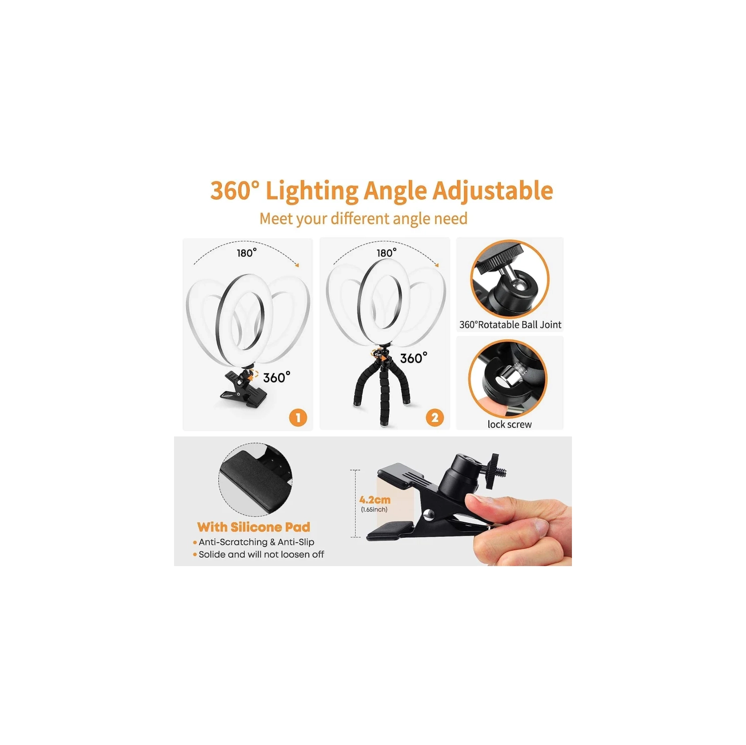 Ring Light - Dimmable LED Video Conference Lighting Kit 3200K-6500K Clip-On for Laptop Monitor - Ideal for Zoom Meetings, Remote Working, Video