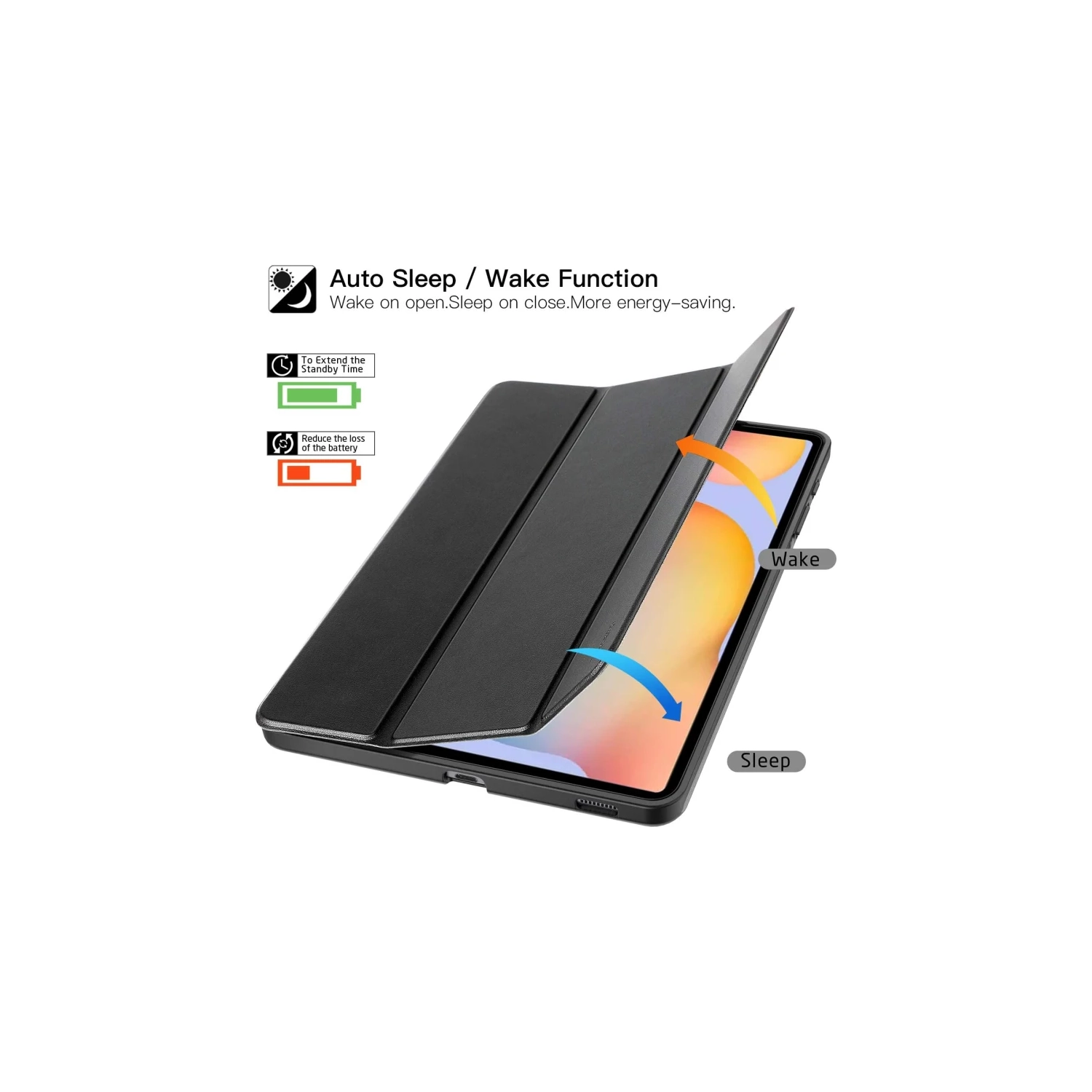 Black Samsung Galaxy Tab S6 Lite 10.4" Case with Pen Holder - Auto Wake/Sleep, Fits 2024/2022/2020 Models SM-P625/P620/P619/P615