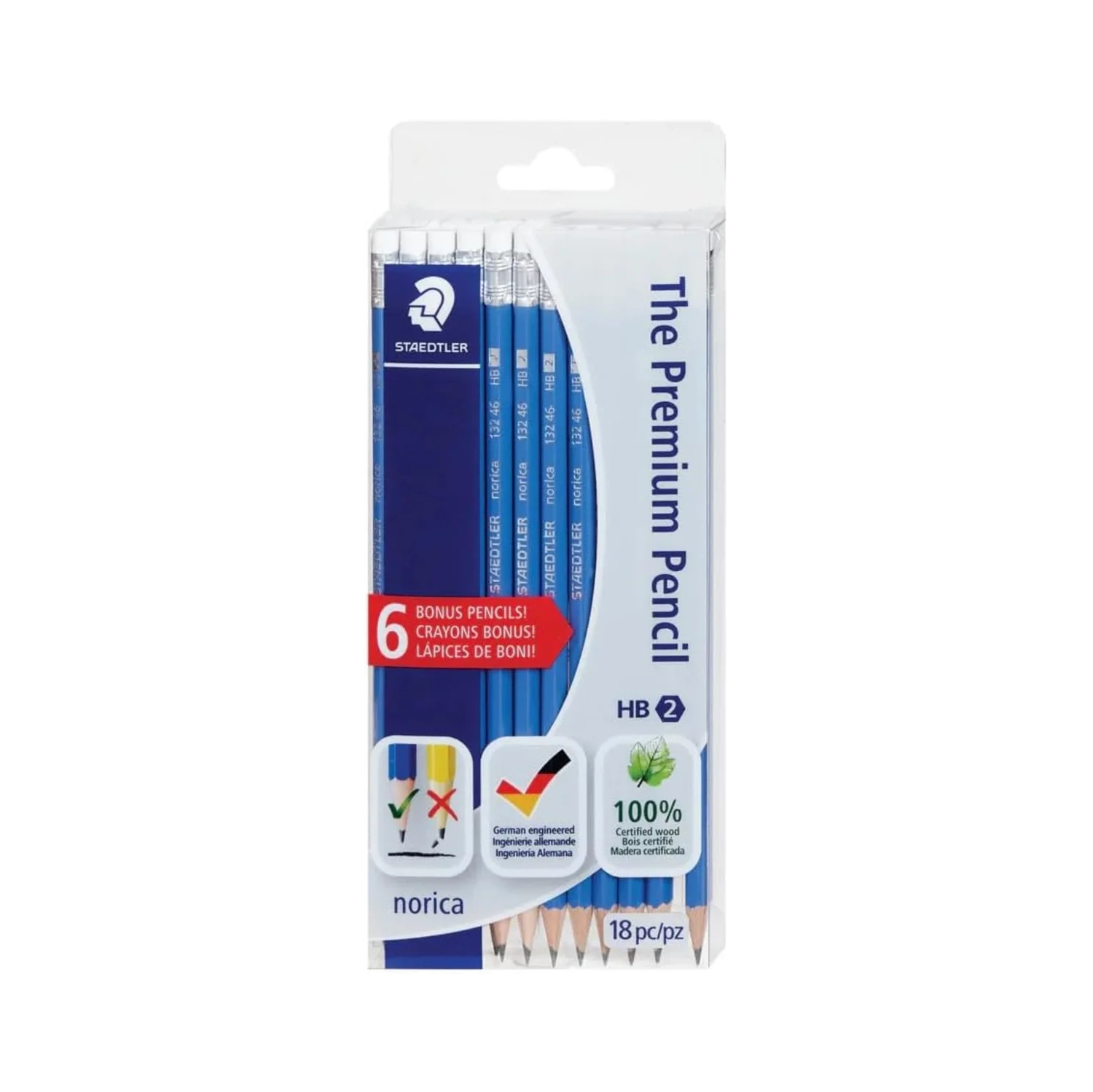 Staedtler – crayons de qualité supérieure Norica HB2, paquet de 18, qualité de plomb spéciale