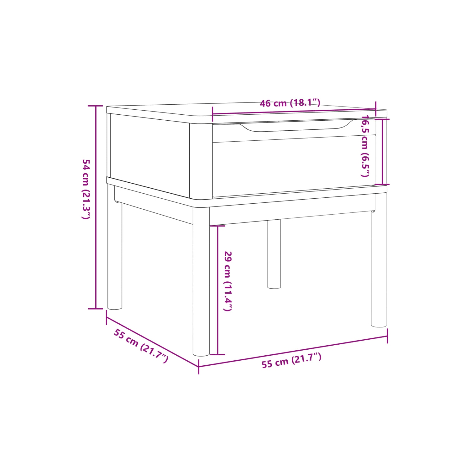 vidaXL Lamp Table FLORO Grey 55x55x54 cm Solid Wood Pine