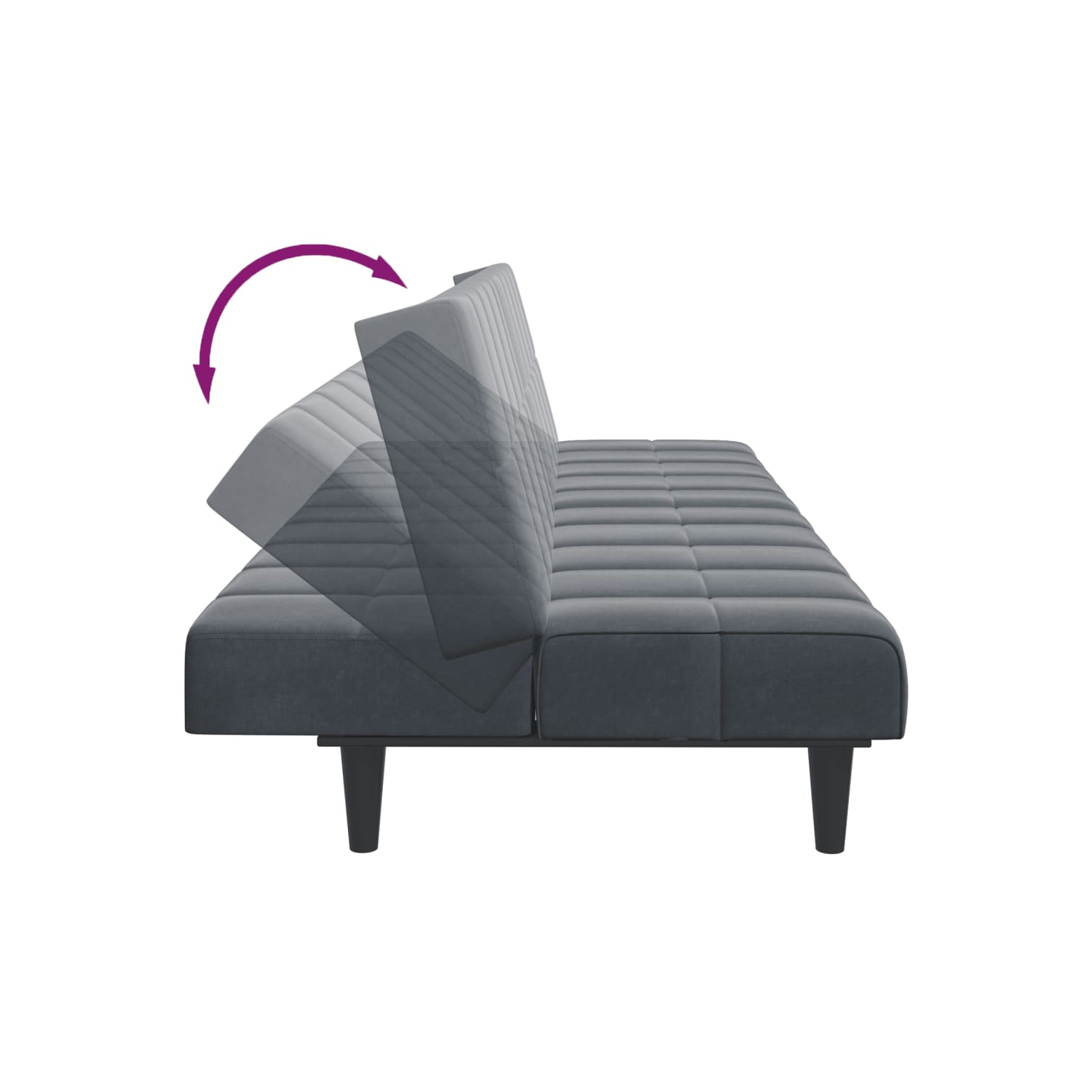 Sofa-lit à 2 places avec repose-pieds en velours gris foncé vidaXL