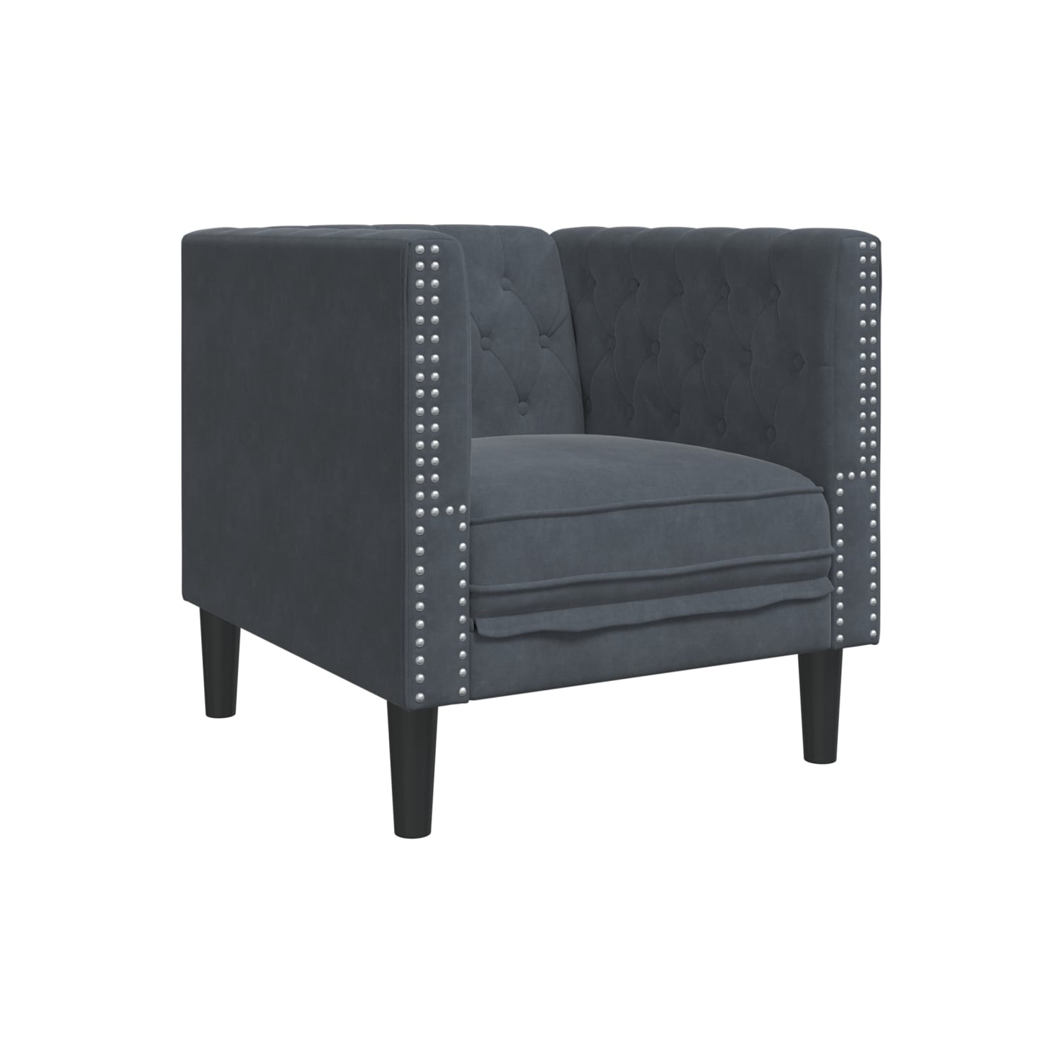 Fauteuil de canapé Chesterfield de vidaXL, velours gris foncé