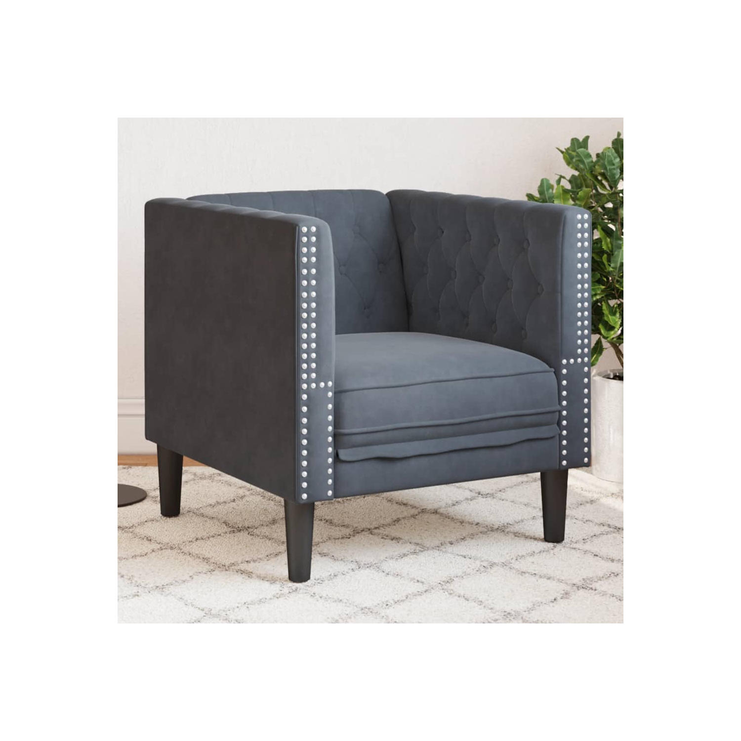 Fauteuil de canapé Chesterfield de vidaXL, velours gris foncé