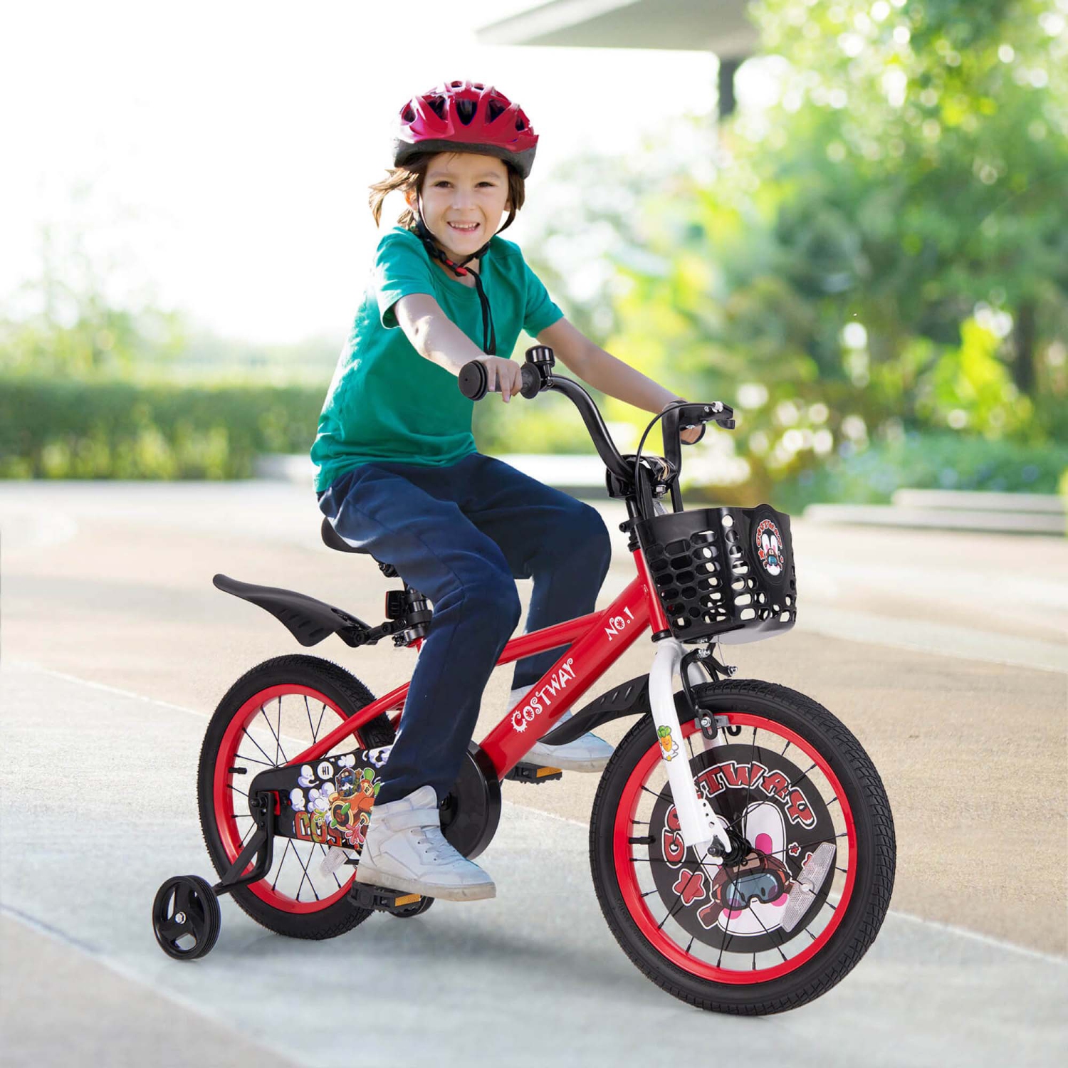 Vélo de 16 po pour enfants de Costway pour 4-7 avec guidon à hauteur réglable et frein à main à selle