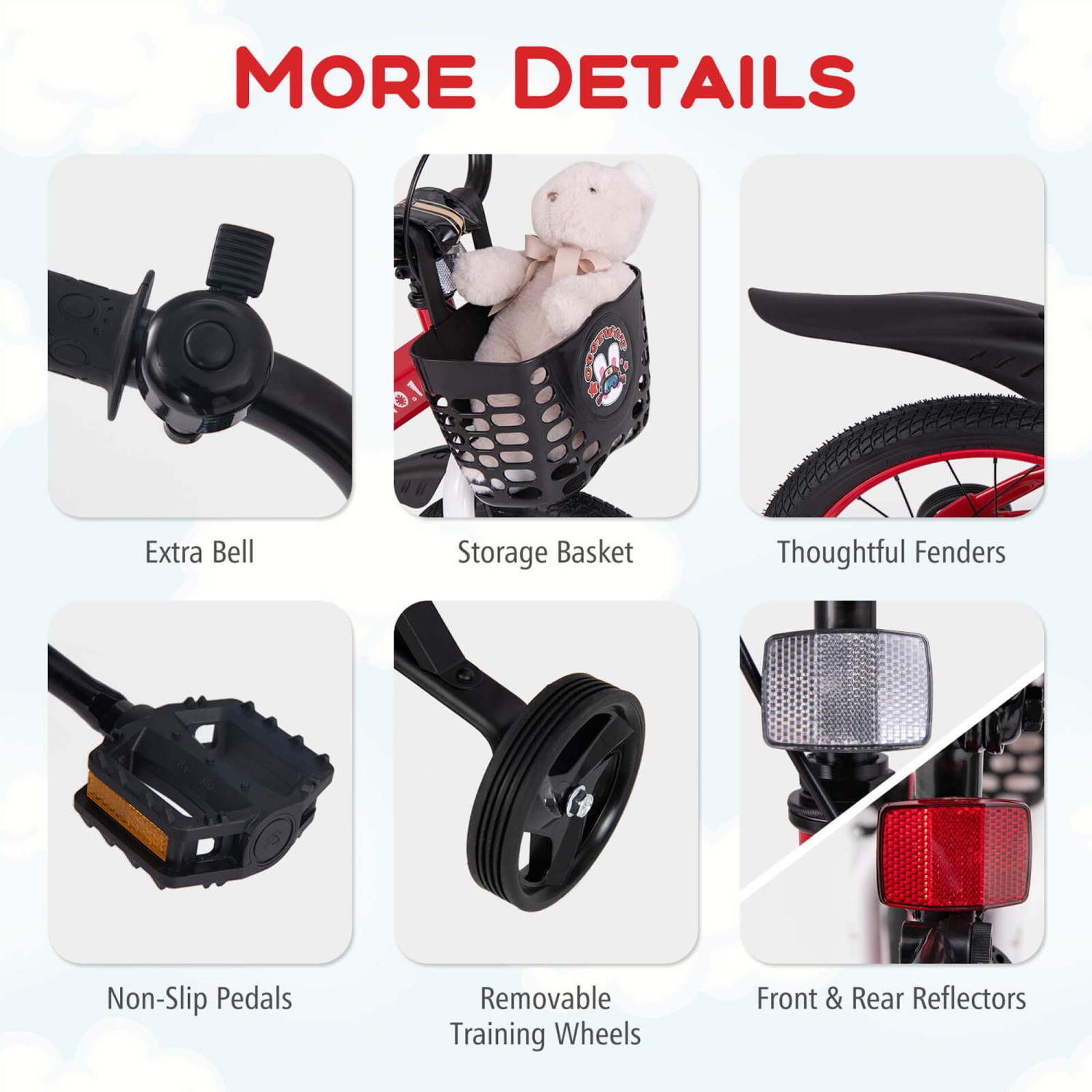 Vélo de 16 po pour enfants de Costway pour 4-7 avec guidon à hauteur réglable et frein à main à selle