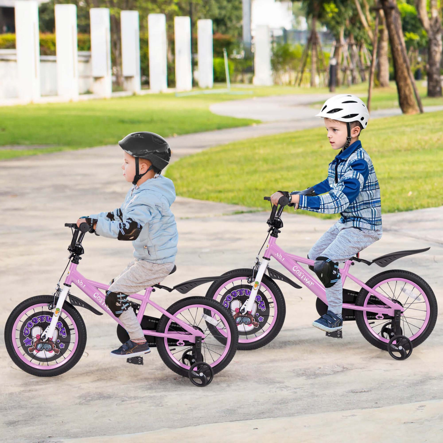 Vélo de 16 po pour enfants de Costway pour 4-7 avec guidon à hauteur réglable et frein à main à selle