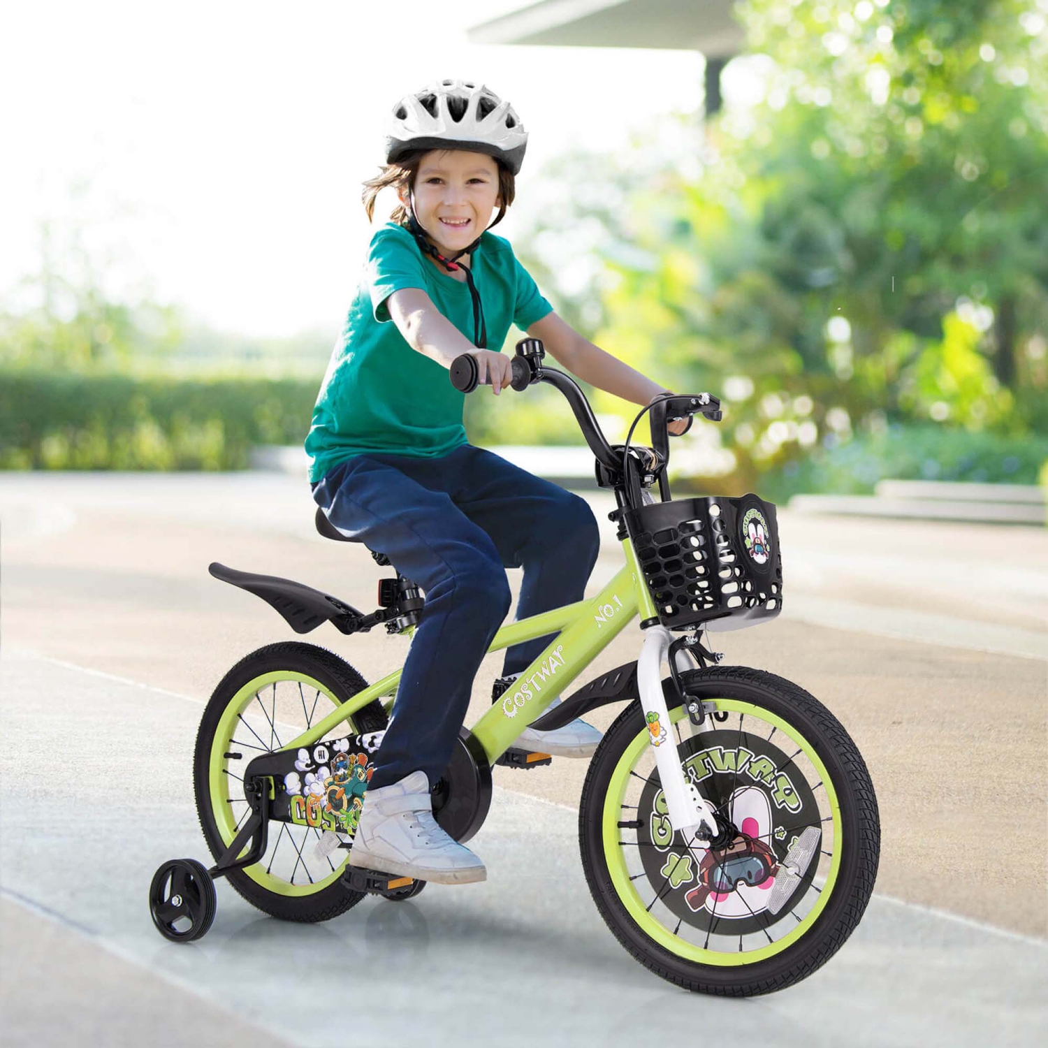 Vélo de 16 po pour enfants de Costway pour 4-7 avec guidon à hauteur réglable et frein à main à selle
