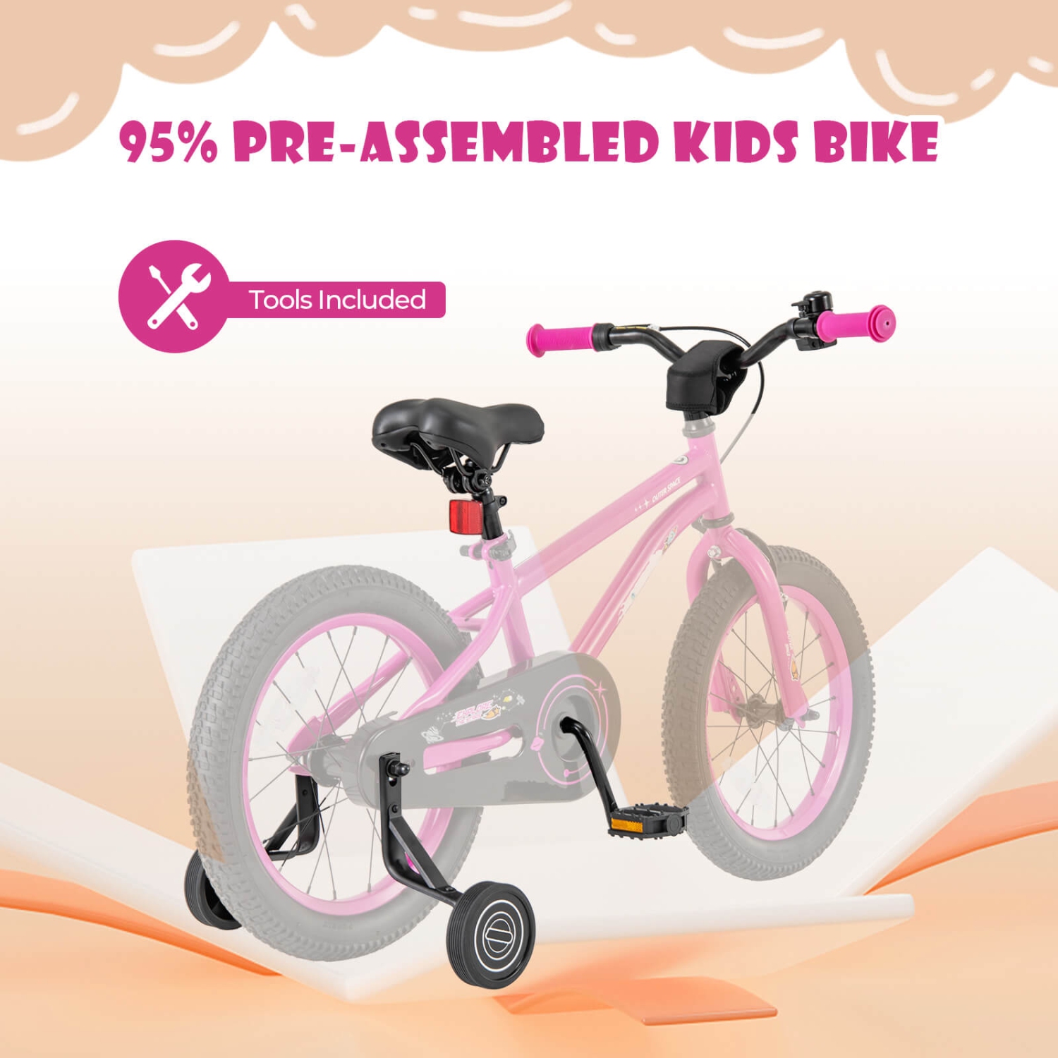 Costway 16-Inch Kid's Bike for 4-7 Years Old with Adjustable Saddle & Anti-slip Handlebar