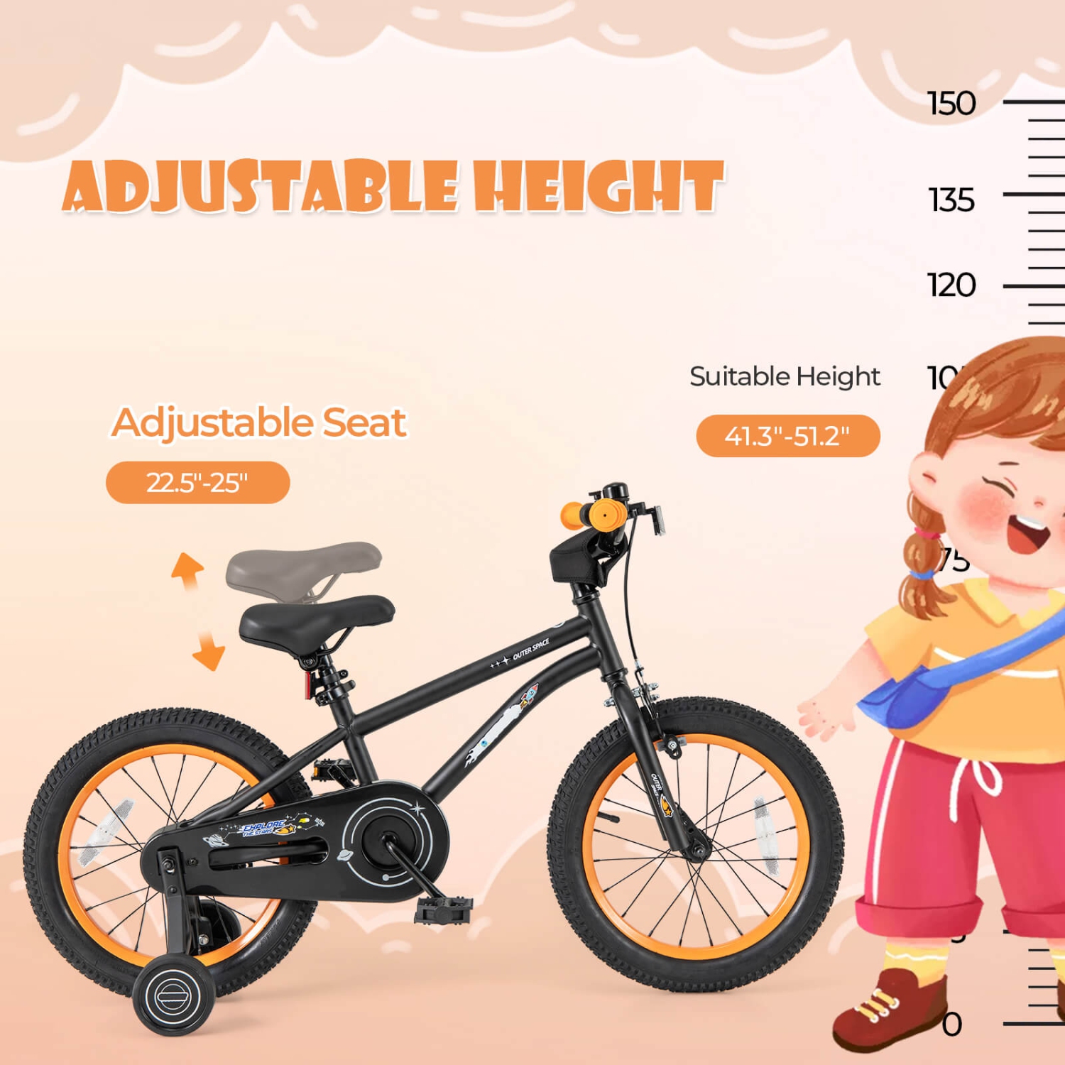 Vélo pour enfants de 16&nbsp;po de Costway pour enfants de 4-7 ans avec selle réglable et guidon antidérapant