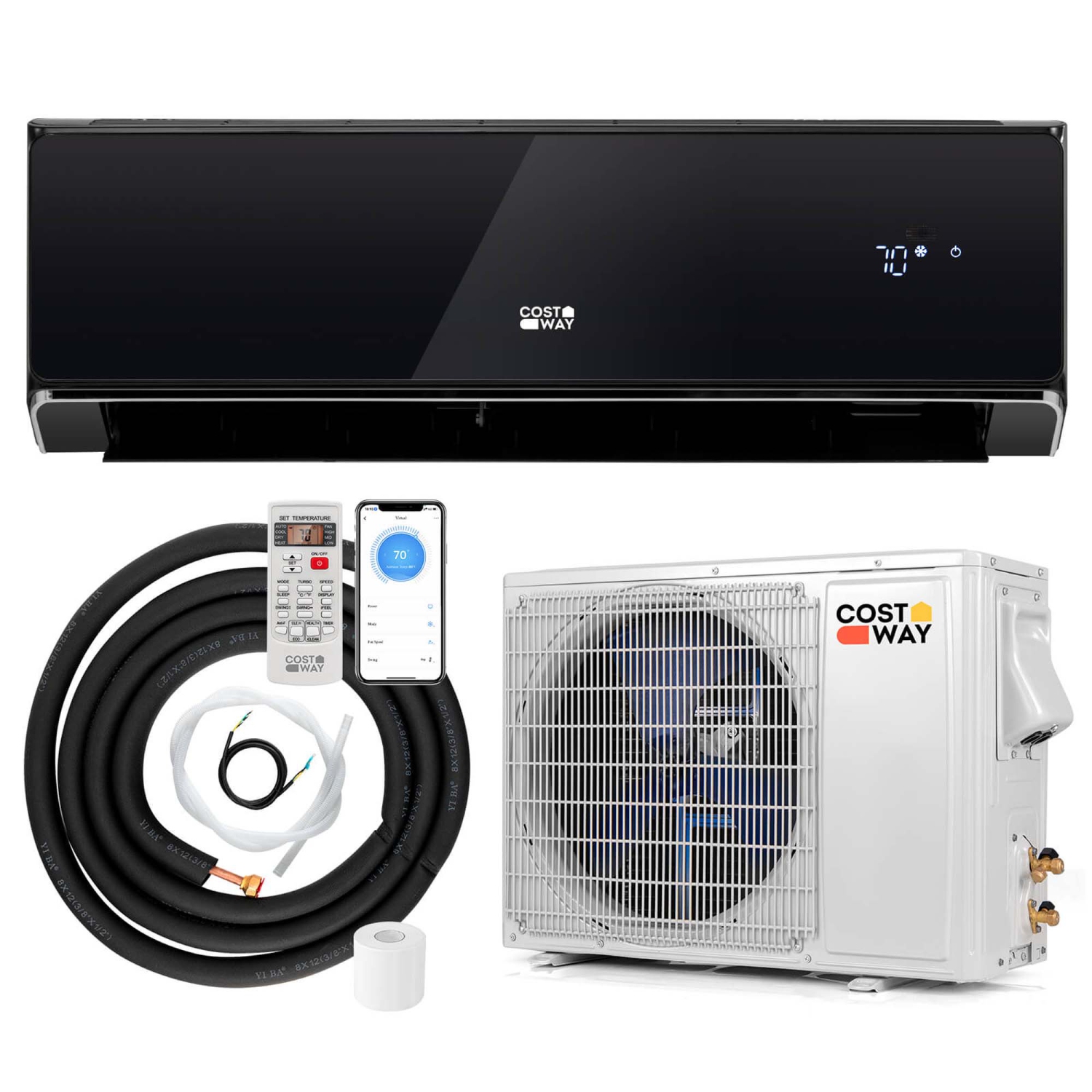 Costway 18000BTU Wifi Enabled Mini Split Air Conditioner & Heater with Heat Pump