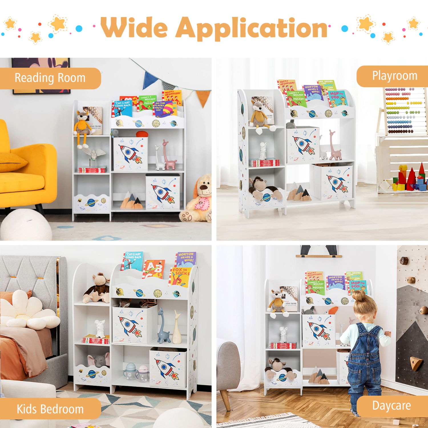 Meuble de rangement en bois pour jouets et livres pour enfants de Costway avec bacs de rangement