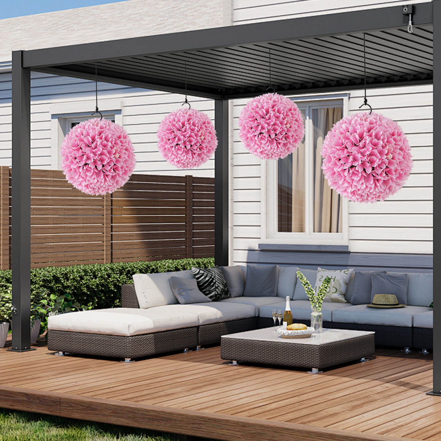 Costway 11" Faux Boxwood Balls with Reliable Sun-Protective PE Material Mimic Leaves