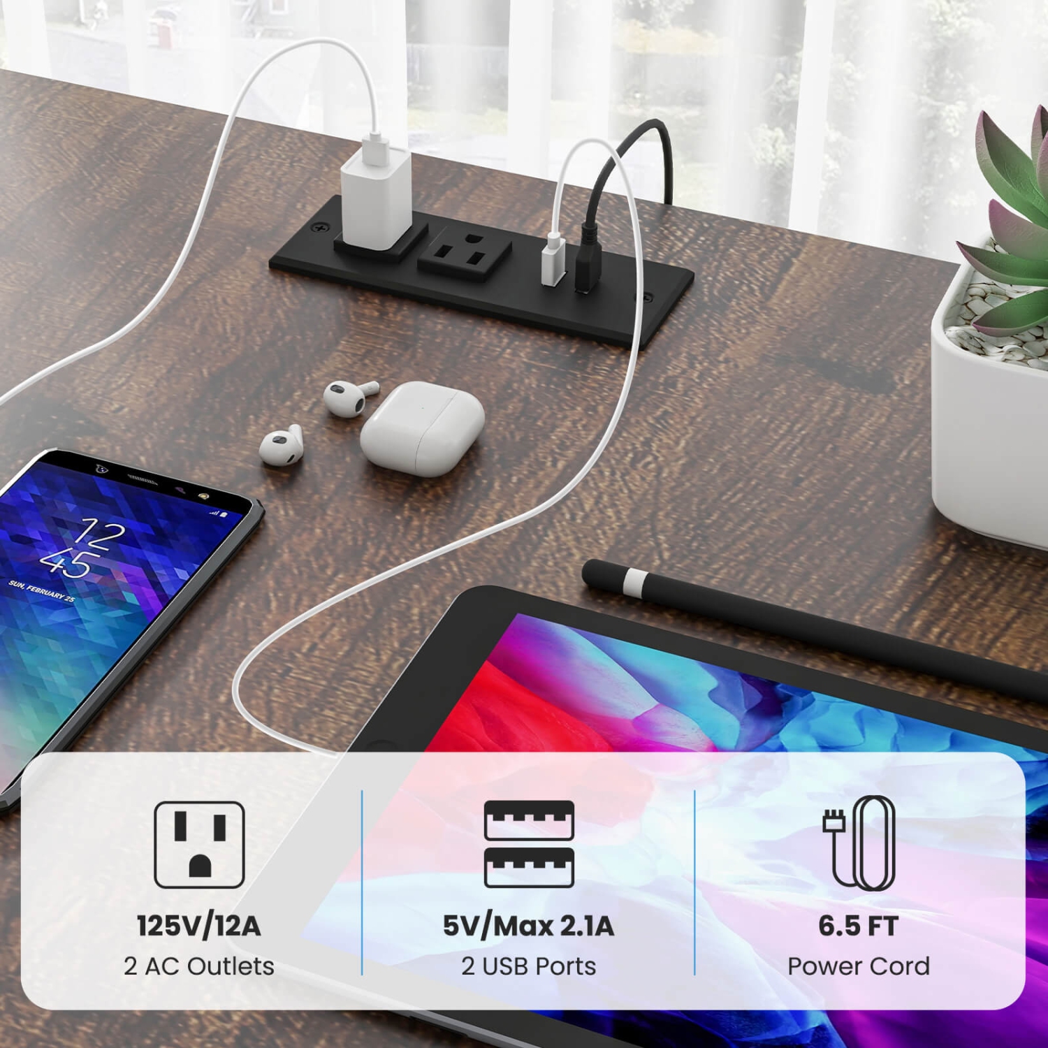 Costway 94.5" Long Office Desk 2-Person Reversible Computer Desk with LED Lights