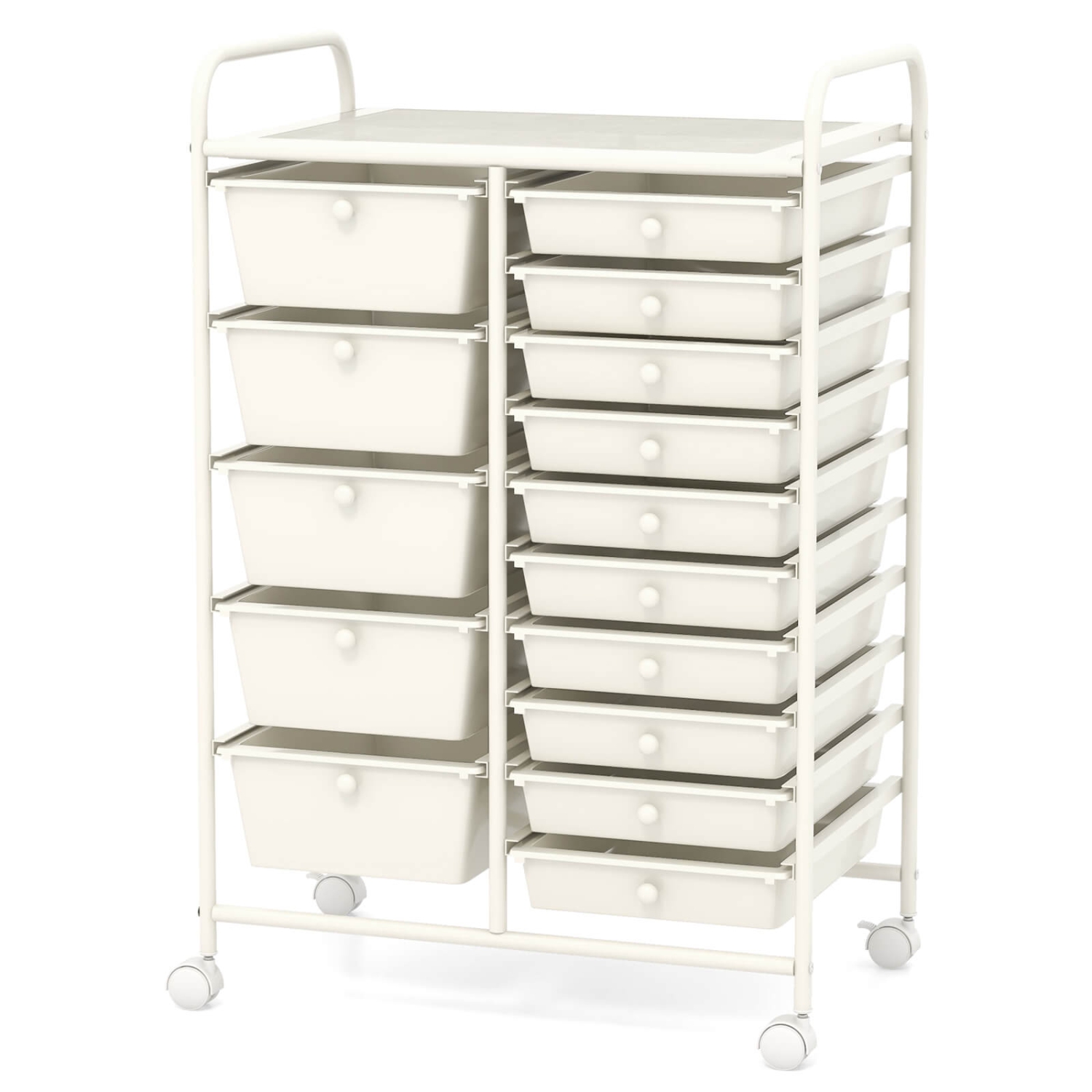 Costway 15 Drawer Rolling Storage Cart Tools Scrapbook Paper Office School Organizer