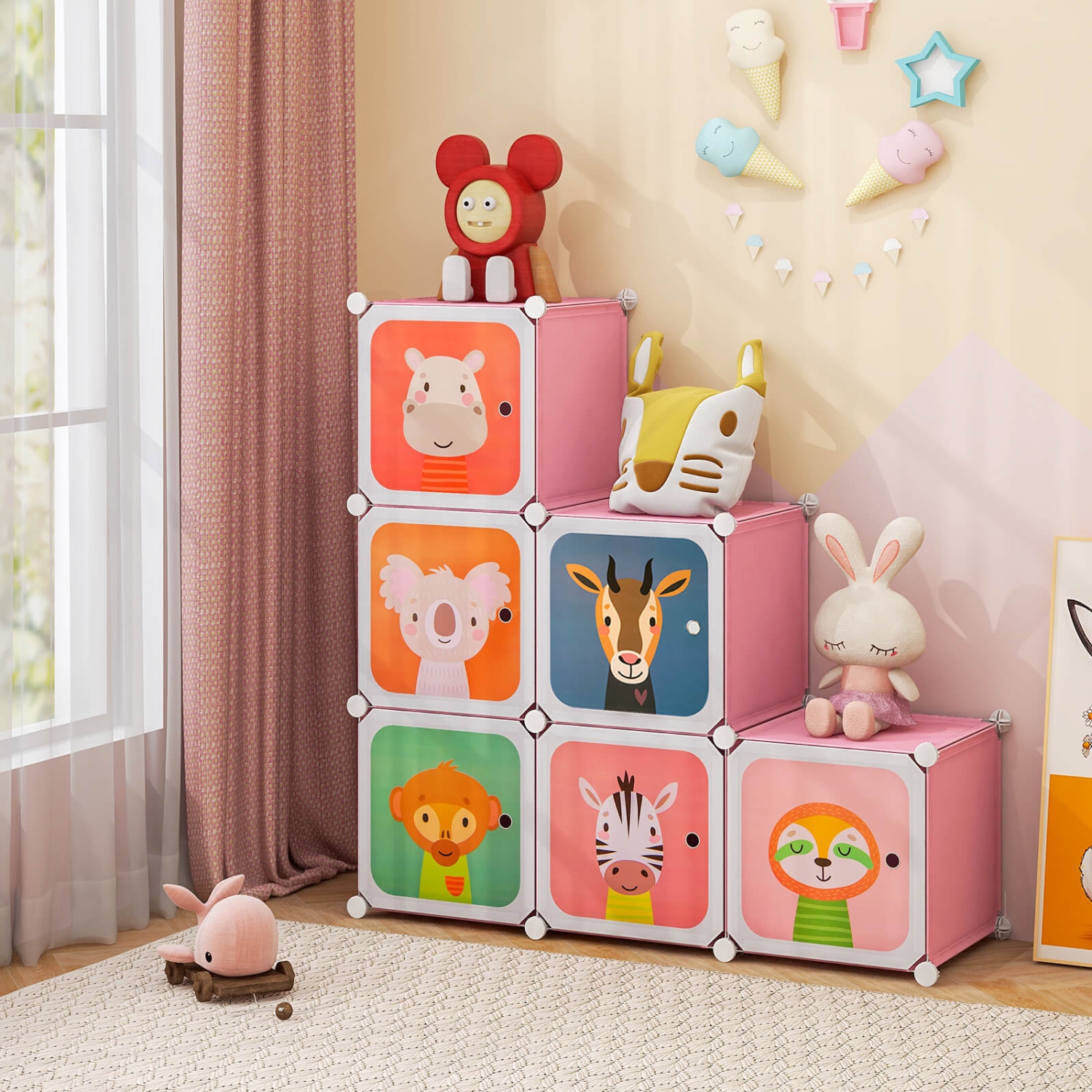 Armoire pour chambre d'enfant à 8 cubes avec armoire pour chambre de bébé de Costway garde-robe suspendu avec portes