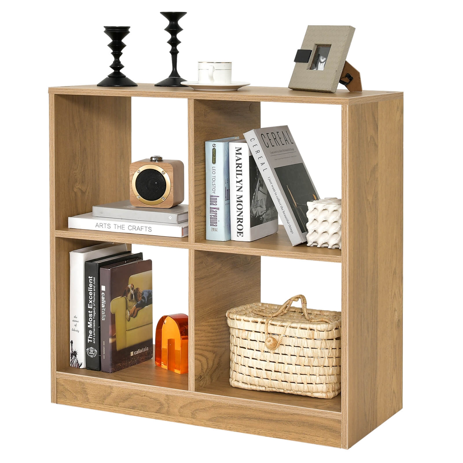 Meuble de rangement à 4 cubes avec bibliothèque ouverte en bois de Costway pour jouets