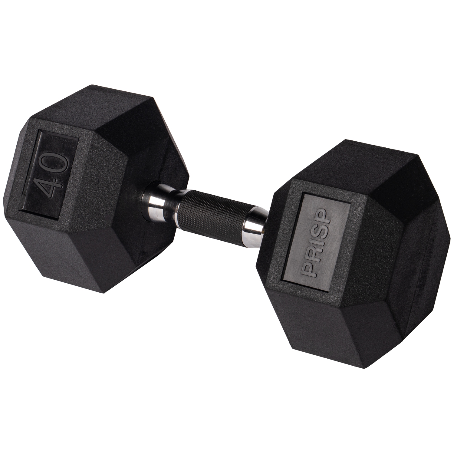 PRISP Rubber Encased Hex Dumbbell - Cast Iron Hand Weight for Home Gym, Exercise and Fitness with Rubber Grip; Sold Individually