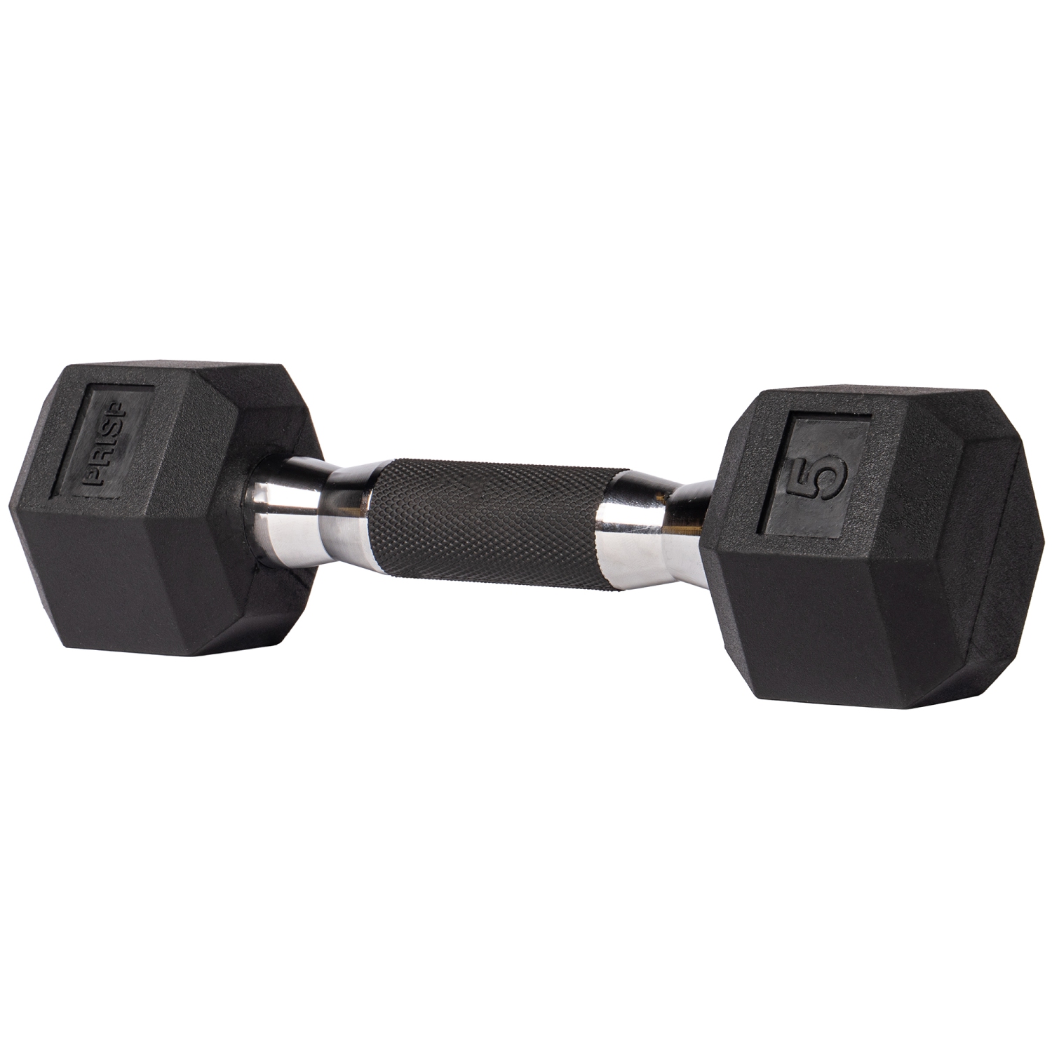 PRISP Rubber Encased Hex Dumbbell - Cast Iron Hand Weight for Home Gym, Exercise and Fitness with Rubber Grip; Sold Individually