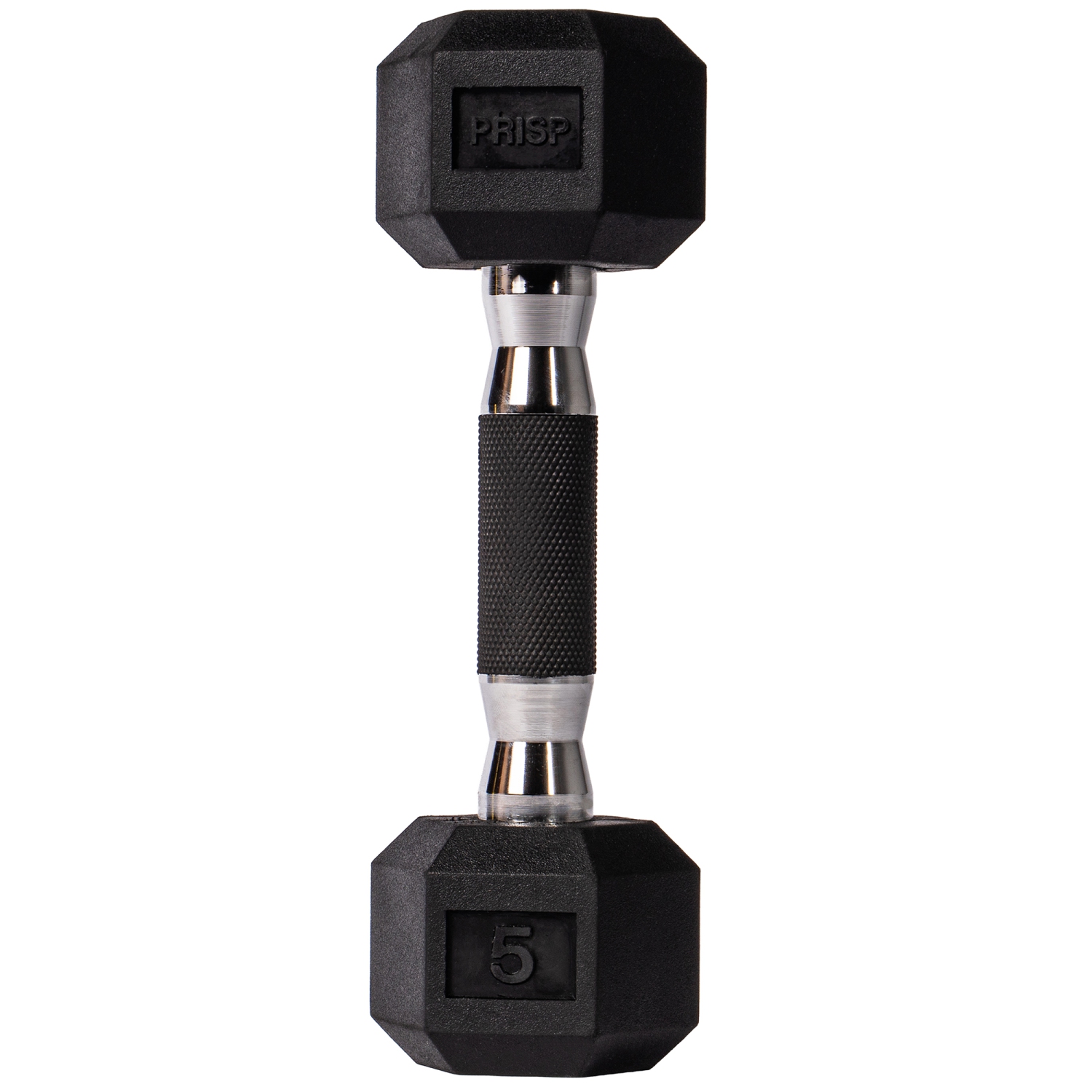 PRISP Rubber Encased Hex Dumbbell - Cast Iron Hand Weight for Home Gym, Exercise and Fitness with Rubber Grip; Sold Individually