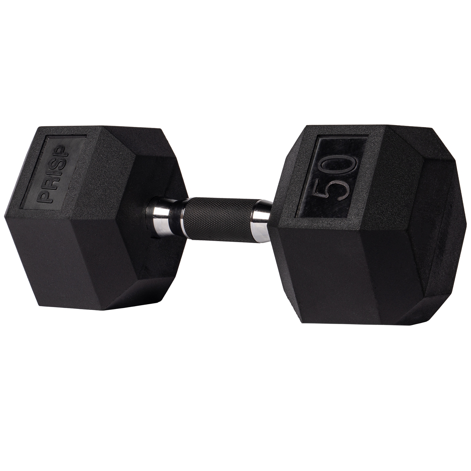 PRISP Rubber Encased Hex Dumbbell - Cast Iron Hand Weight for Home Gym, Exercise and Fitness with Rubber Grip; Sold Individually