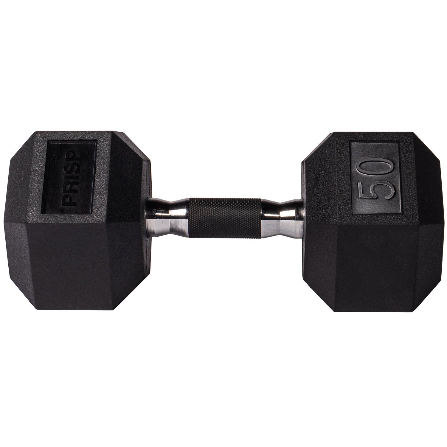 PRISP Rubber Encased Hex Dumbbell - Cast Iron Hand Weight for Home Gym, Exercise and Fitness with Rubber Grip; Sold Individually