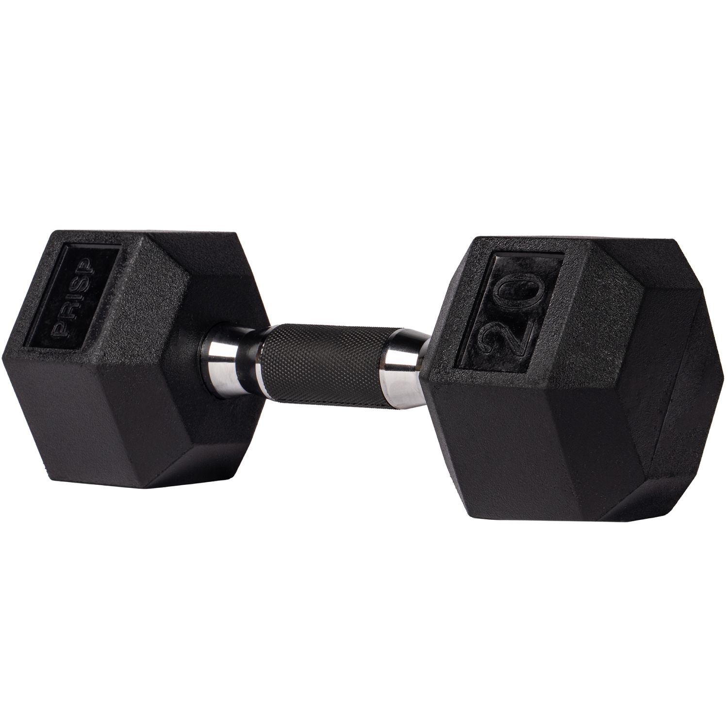 Haltères hexagonaux recouverts de caoutchouc PRISP - poids à main en fonte pour gym à domicile, exercice et mise en forme avec prise en caoutchouc;