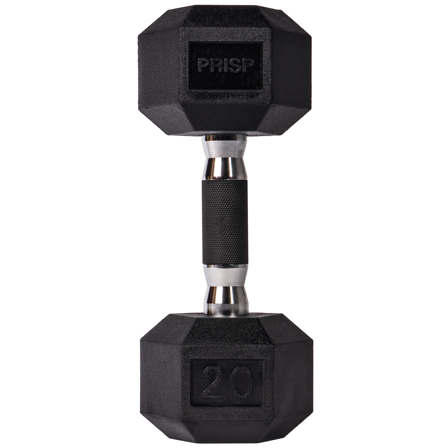 Haltères hexagonaux recouverts de caoutchouc PRISP - poids à main en fonte pour gym à domicile, exercice et mise en forme avec prise en caoutchouc;