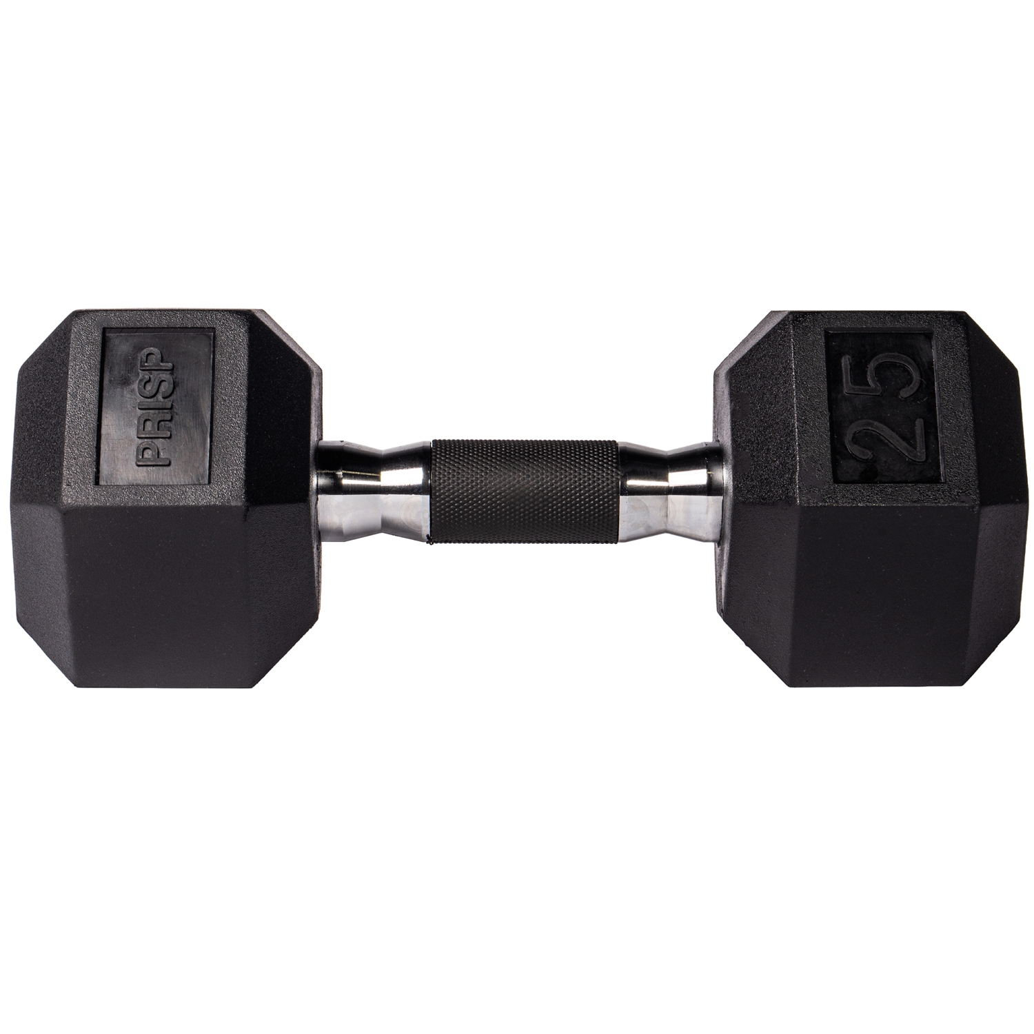PRISP Rubber Encased Hex Dumbbell - Cast Iron Hand Weight for Home Gym, Exercise and Fitness with Rubber Grip; Sold Individually