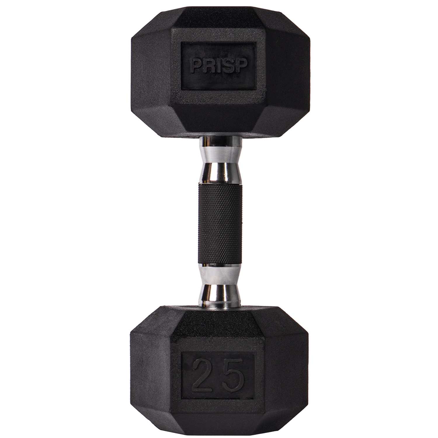 PRISP Rubber Encased Hex Dumbbell - Cast Iron Hand Weight for Home Gym, Exercise and Fitness with Rubber Grip; Sold Individually