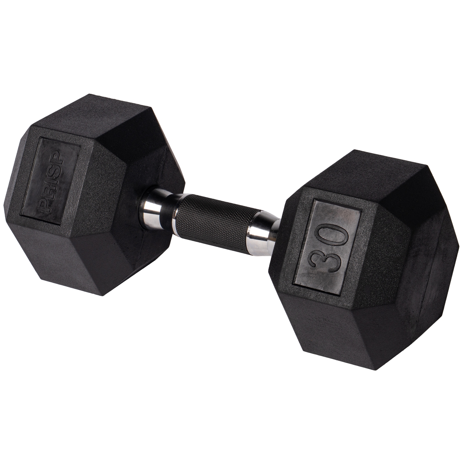 PRISP Rubber Encased Hex Dumbbell - Cast Iron Hand Weight for Home Gym, Exercise and Fitness with Rubber Grip; Sold Individually