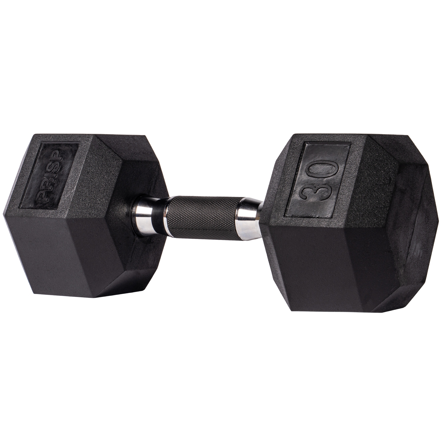 PRISP Rubber Encased Hex Dumbbell - Cast Iron Hand Weight for Home Gym, Exercise and Fitness with Rubber Grip; Sold Individually