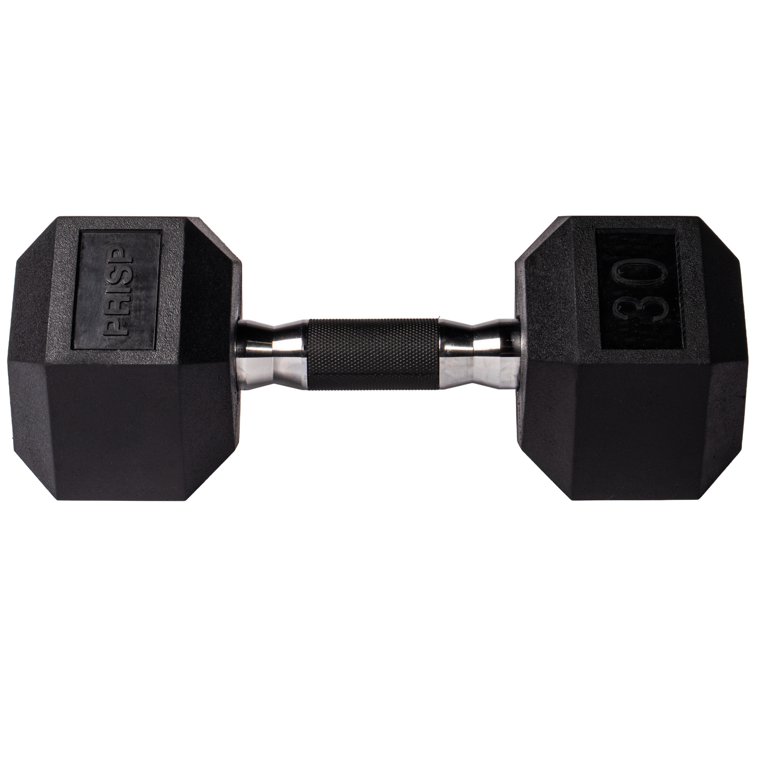 PRISP Rubber Encased Hex Dumbbell - Cast Iron Hand Weight for Home Gym, Exercise and Fitness with Rubber Grip; Sold Individually
