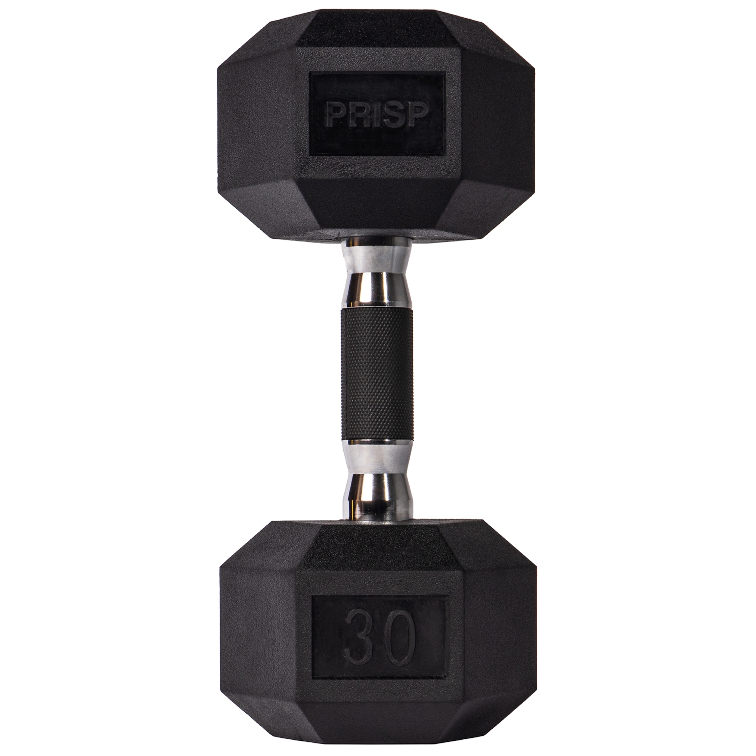 PRISP Rubber Encased Hex Dumbbell - Cast Iron Hand Weight for Home Gym, Exercise and Fitness with Rubber Grip; Sold Individually