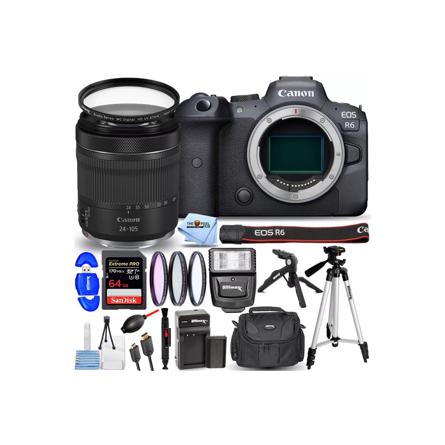 Canon EOS R6 Mirrorless Camera with 24-105mm f/4-7.1 Lens + EXT BATT + 64GB Kit