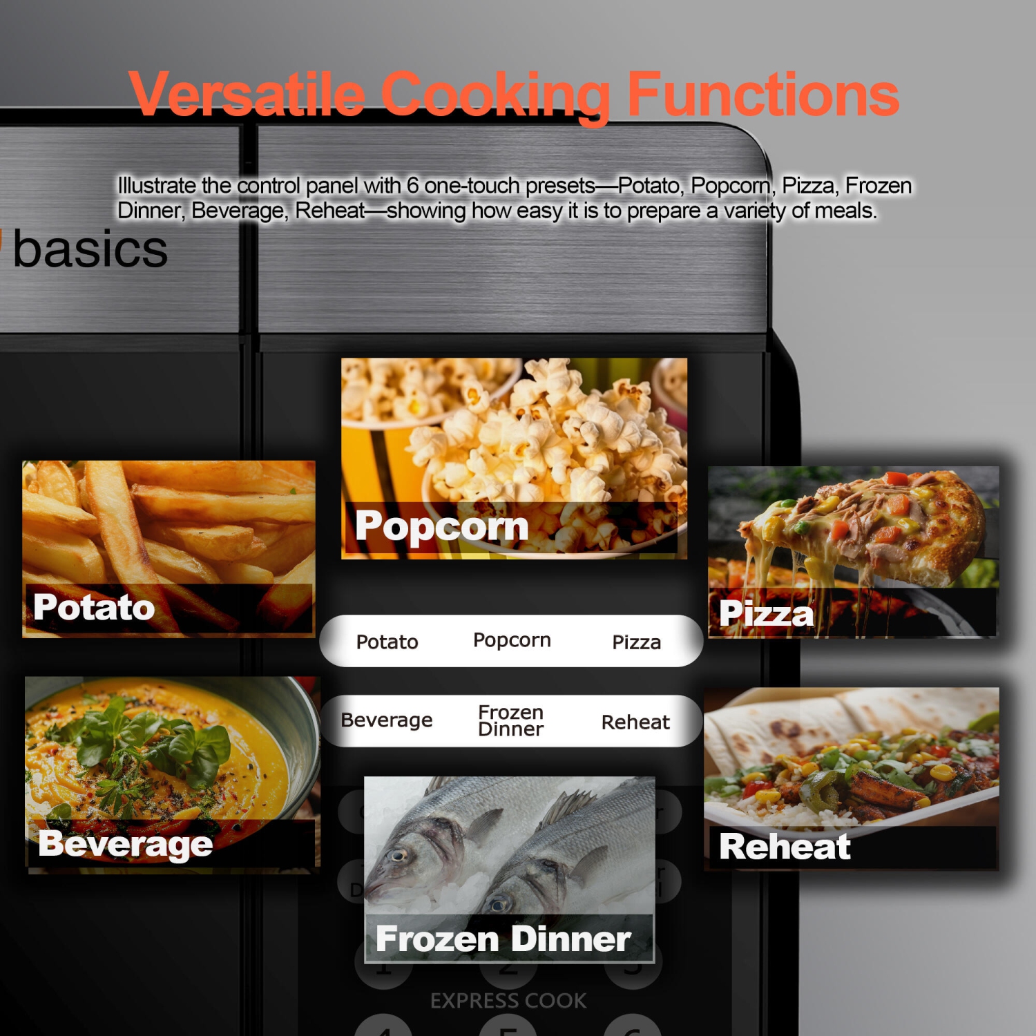 Four à micro-ondes de comptoir de 1,1 pi3 de LIVINGBasics, 1000&nbsp;W, technologie Inverter intégrée avec éclairage DEL, verrou de sécurité, plateau