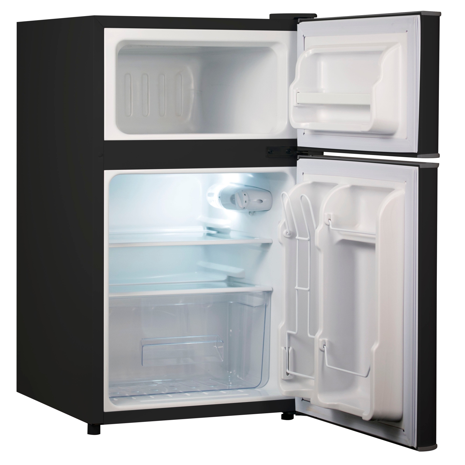 BLACK + DECKER BCRDK32B Door Mini Fridge with Separate Freezer – Small, Drinks and Food in Dorm, Office, Apartment, or RV Camper Compact