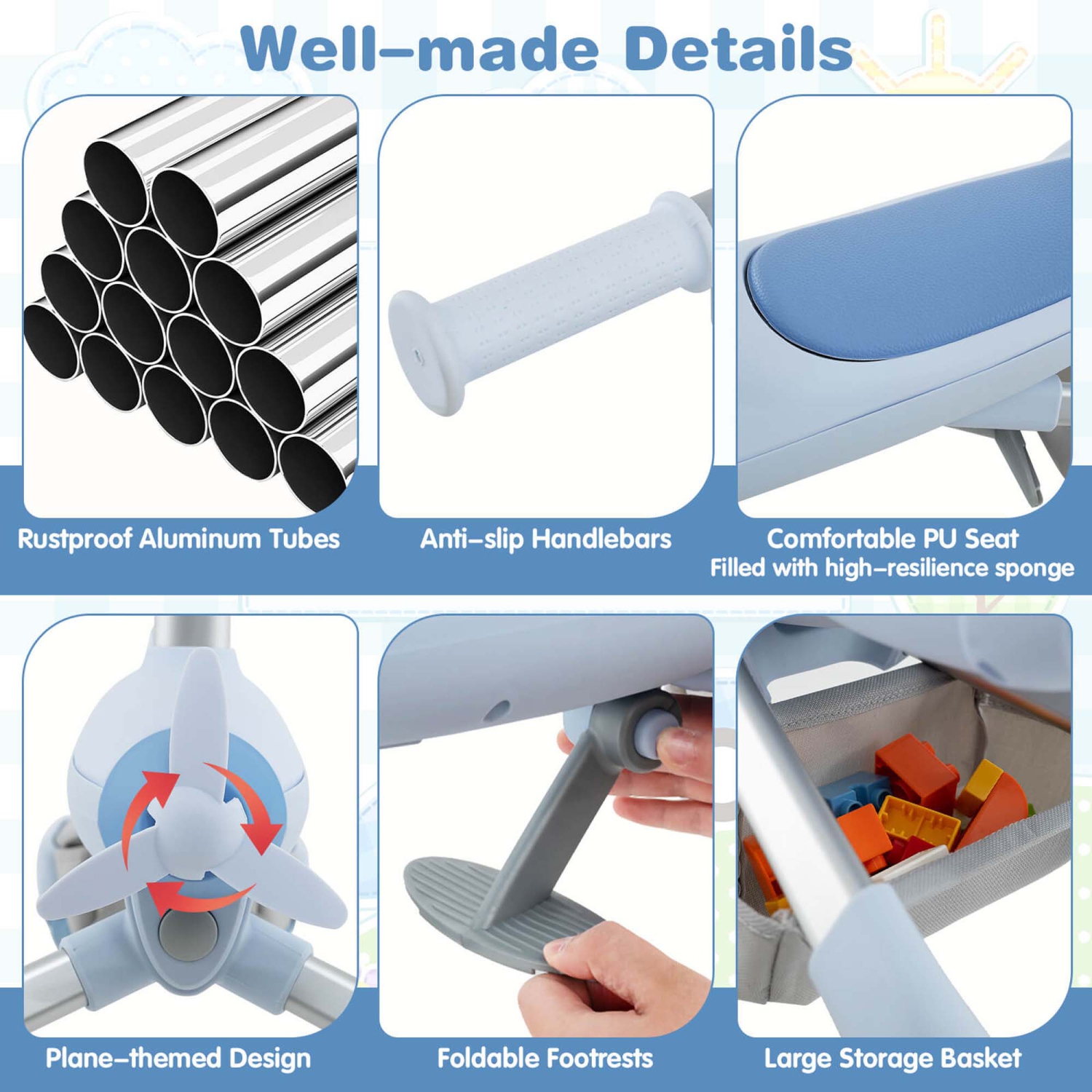 Costway 2-in-1 Kids Ride-on Push Car with LED Lighted Wheels Removable & Adjustable Handle