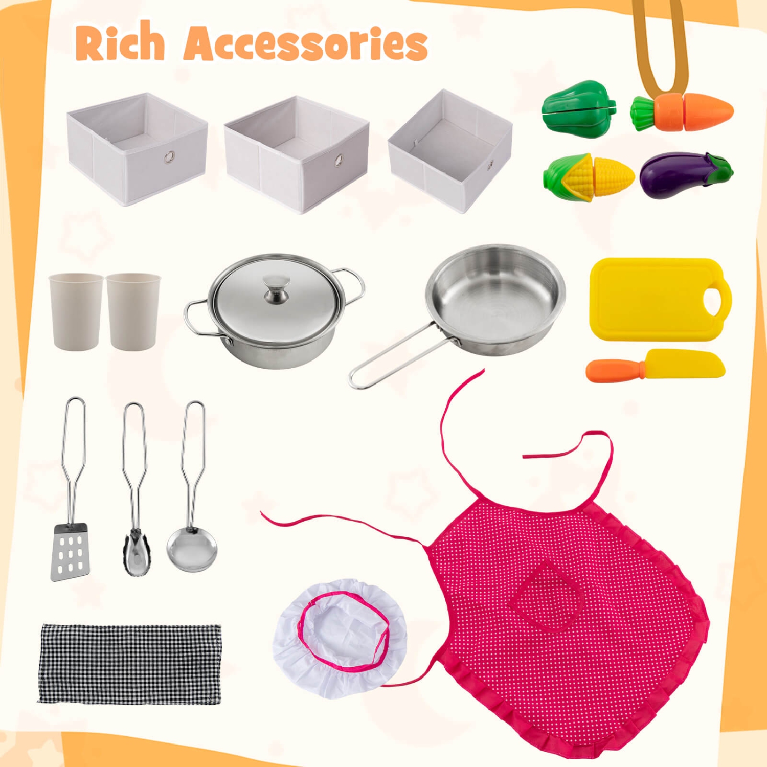 Costway Wooden Kids Play Corner Kitchen with Realistic Lights & Sounds Lighted Range Hood