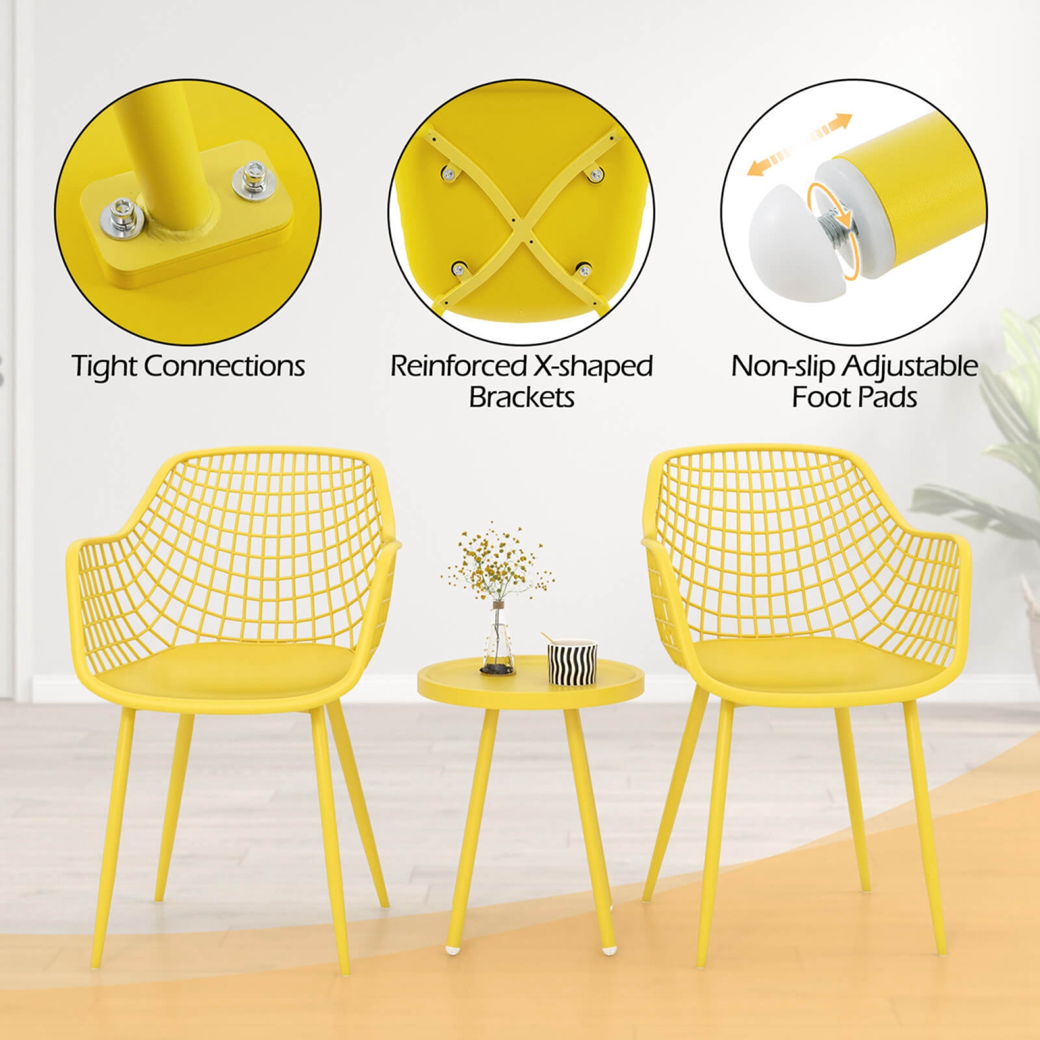 Costway 3 Piece Patio Bistro Set All Weather Heavy Duty Table and Chairs Set of 2