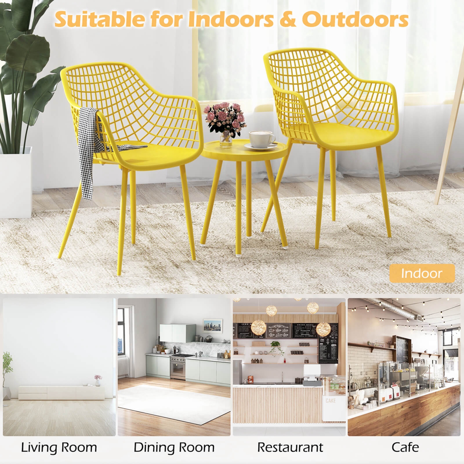 Costway 3 Piece Patio Bistro Set All Weather Heavy Duty Table and Chairs Set of 2